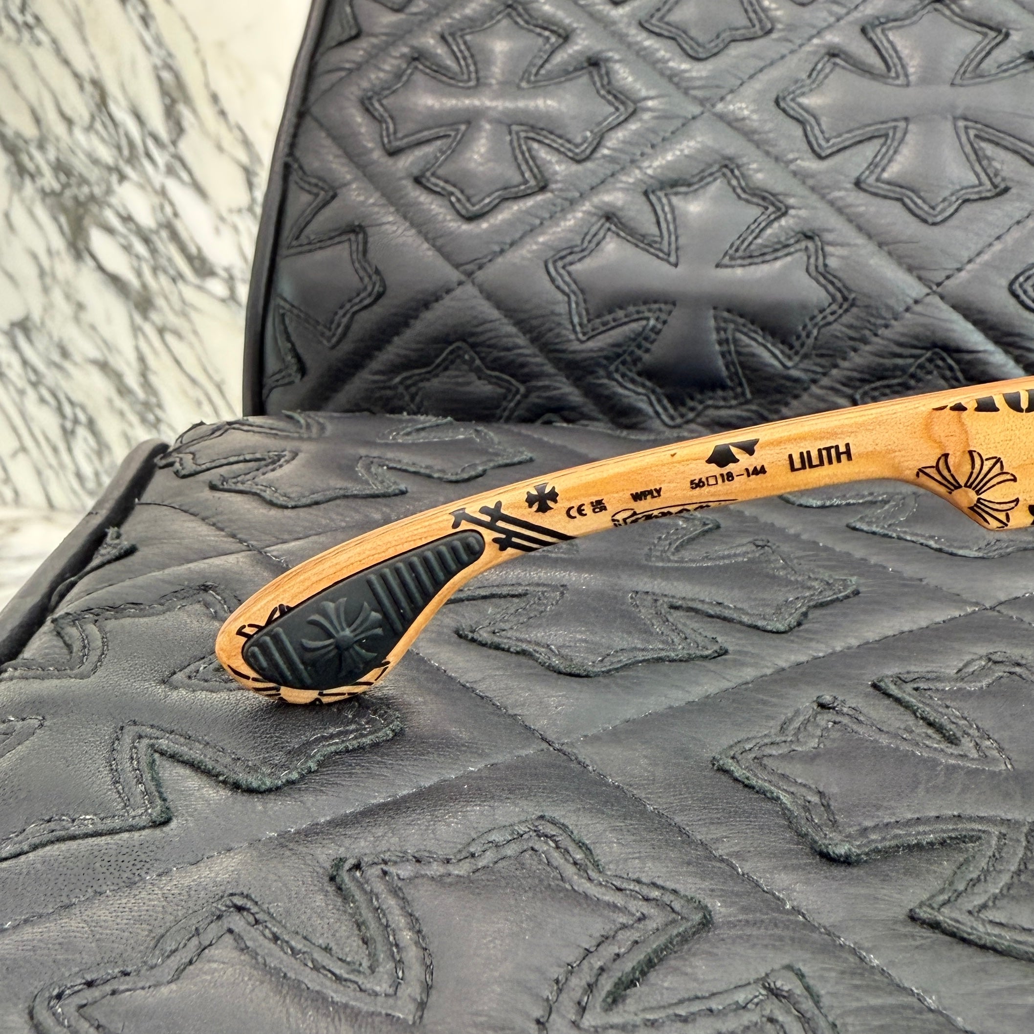 CHROME HEARTS LILITH Stencil Wood Sunglasses "BROWN/GREEN" Size 56□18-144 クロムハーツ リリス ステンシル ウッド サングラス "ブラウン/グリーン" サイズ56□18-144