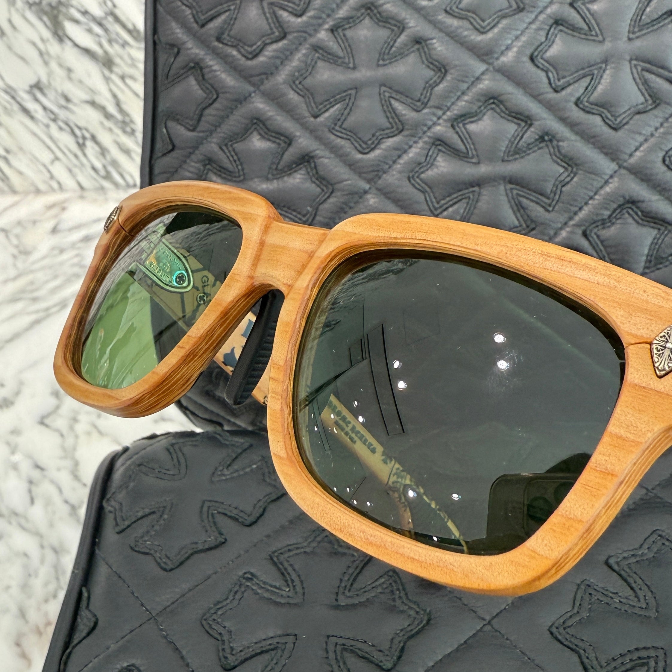 CHROME HEARTS LILITH Stencil Wood Sunglasses "BROWN/GREEN" Size 56□18-144 クロムハーツ リリス ステンシル ウッド サングラス "ブラウン/グリーン" サイズ56□18-144