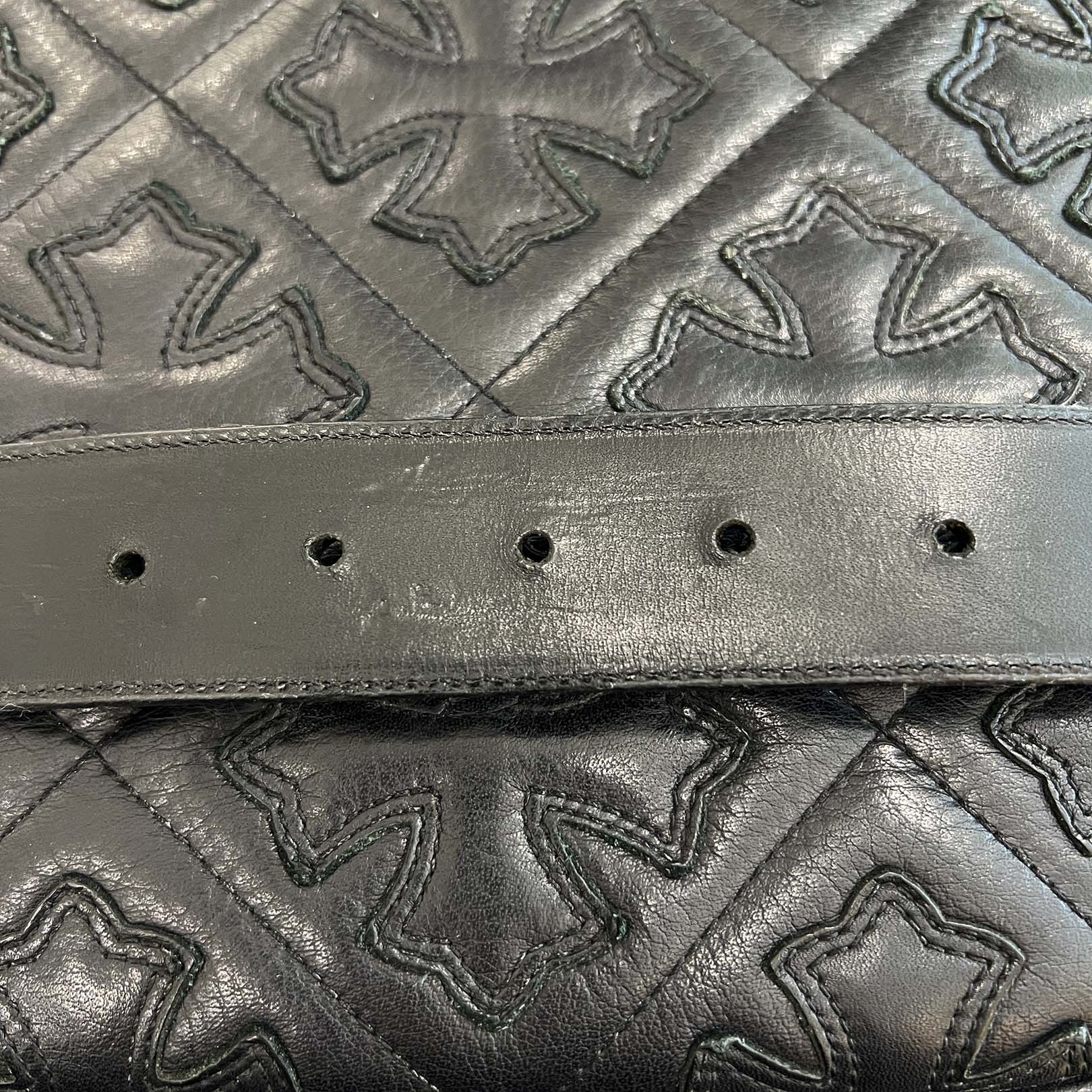 CHROME HEARTS 1.5 STRAP Horseshoe Rivet Leather Belt Size 32 クロムハーツ 1.5ストラップ ホースシューリベット レザーベルト サイズ32