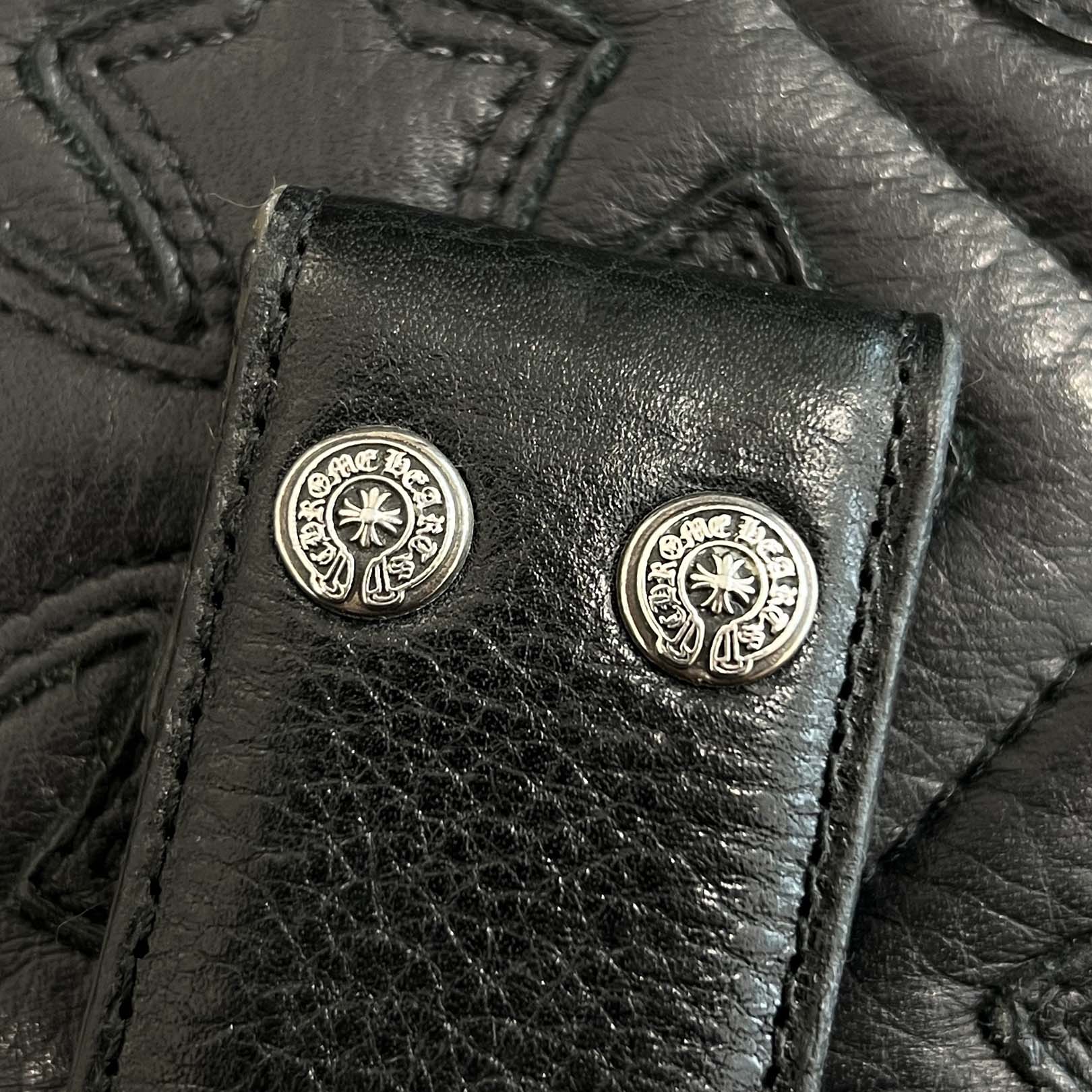 CHROME HEARTS 1.5 STRAP Horseshoe Rivet Leather Belt Size 32 クロムハーツ 1.5ストラップ ホースシューリベット レザーベルト サイズ32