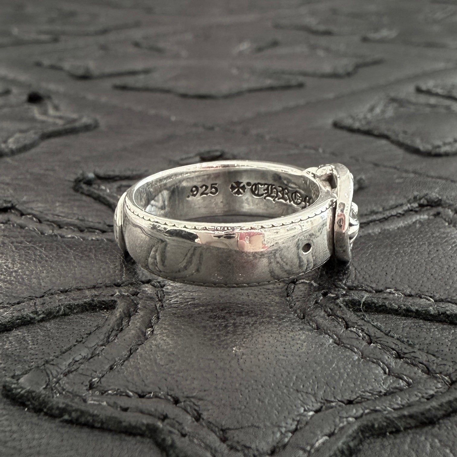 CHROME HEARTS Classic Oval Cross Belt Ring Size 11号 クロム