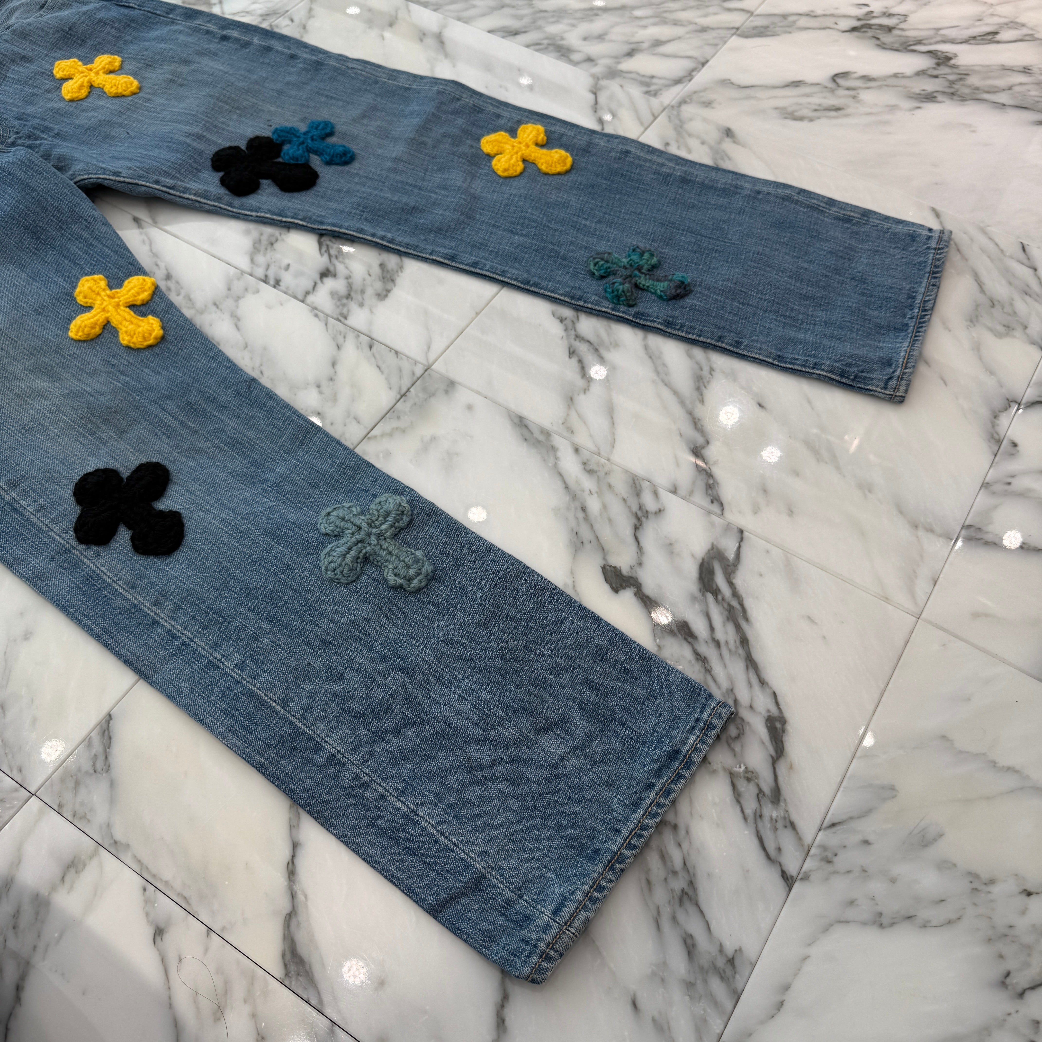 Y.A.R.N × Levi's 501 Body Knit Cross Denim Pants Size W32×L30 ヤーン×リーバイス 501 ボディ ニットクロス デニムパンツ サイズW32×L30