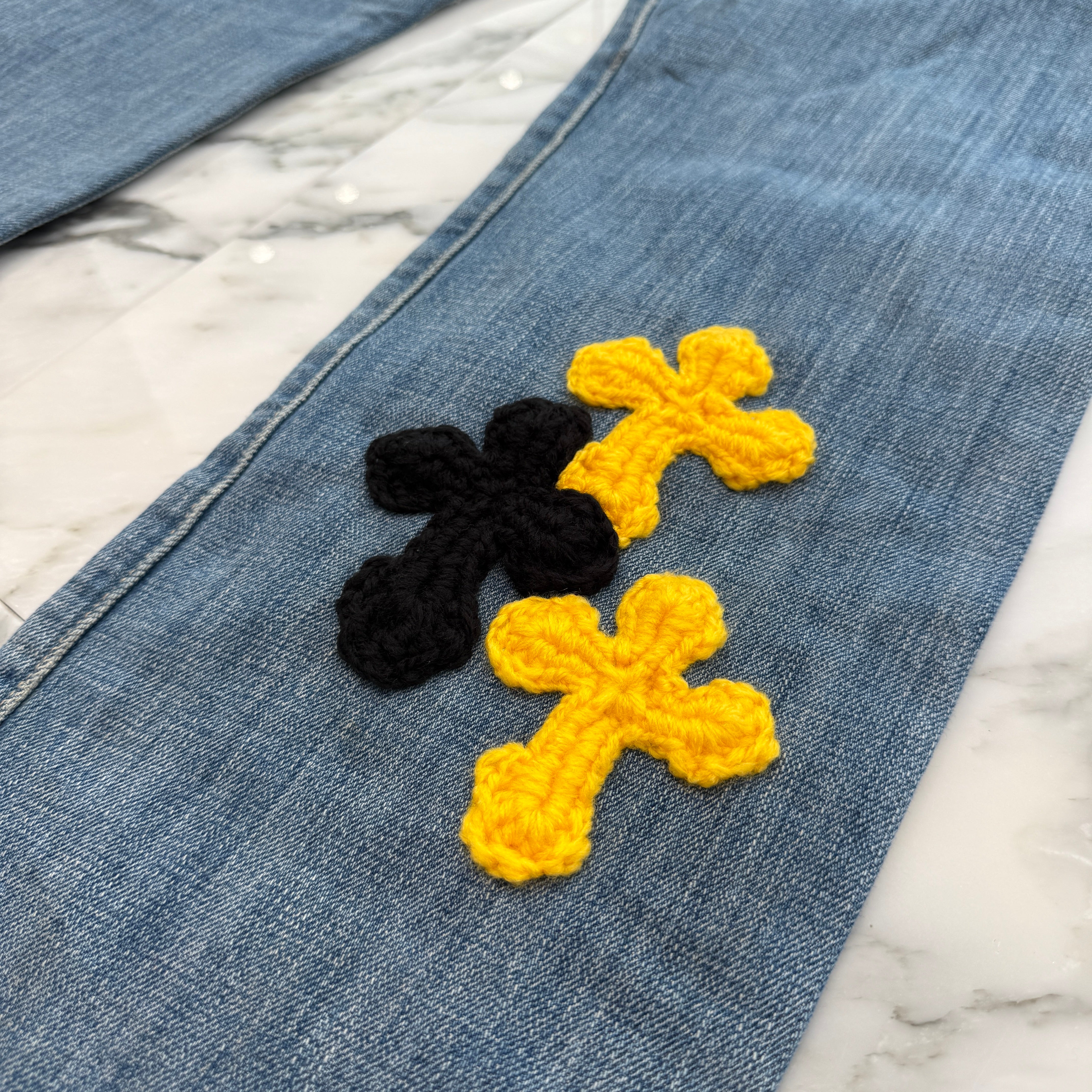 Y.A.R.N × Levi's 501 Body Knit Cross Denim Pants Size W32×L30 ヤーン×リーバイス 501 ボディ ニットクロス デニムパンツ サイズW32×L30