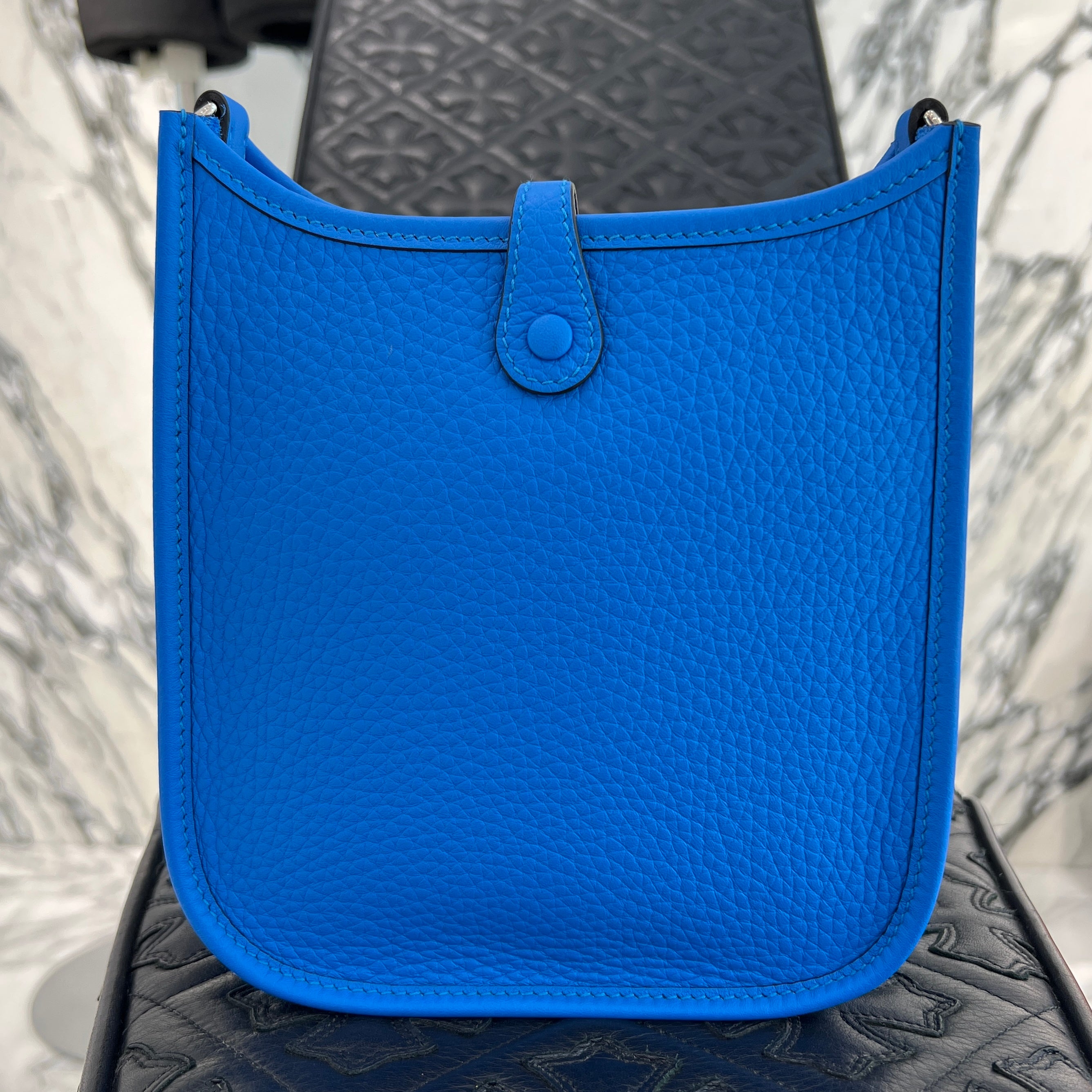 HERMES Evelyn TPM "Blue Royal" W刻印 エルメス エブリン TPM "ブルーロイヤル" レザーショルダーバッグ W刻印