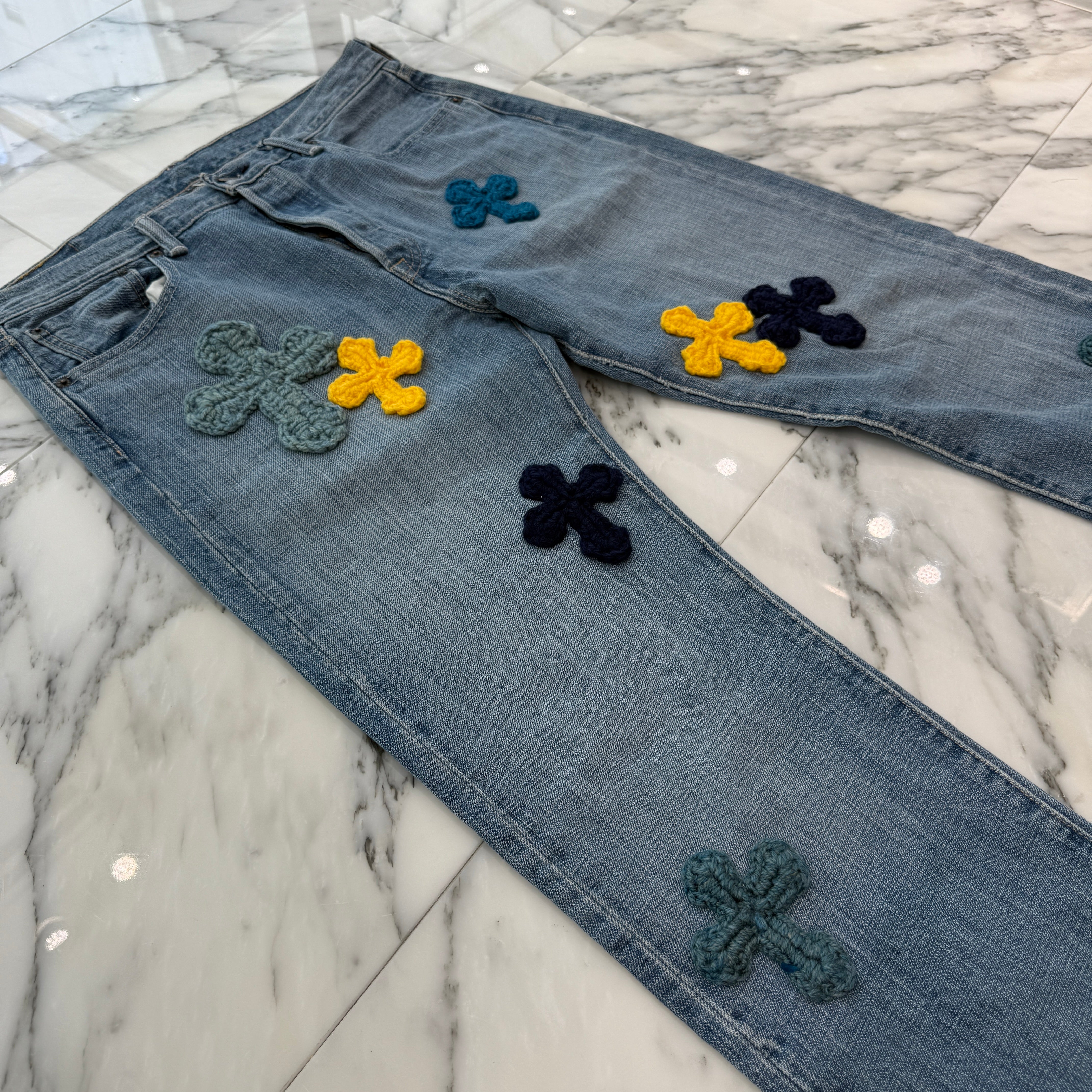 Y.A.R.N × Levi's 501 Body Knit Cross Denim Pants Size W32×L32 ヤーン×リーバイス 501 ボディ ニットクロス デニムパンツ サイズW32×L32