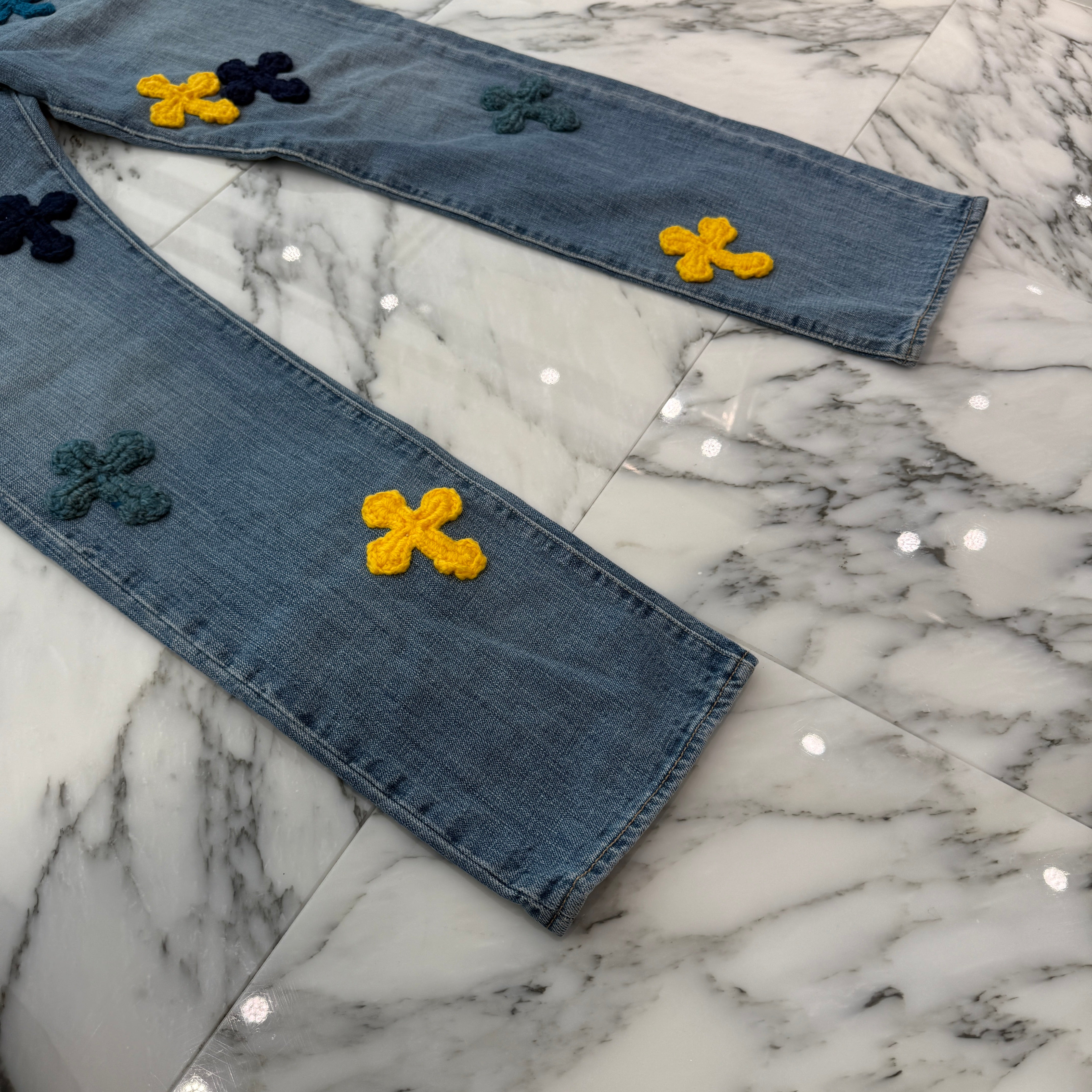 Y.A.R.N × Levi's 501 Body Knit Cross Denim Pants Size W32×L32 ヤーン×リーバイス 501 ボディ ニットクロス デニムパンツ サイズW32×L32