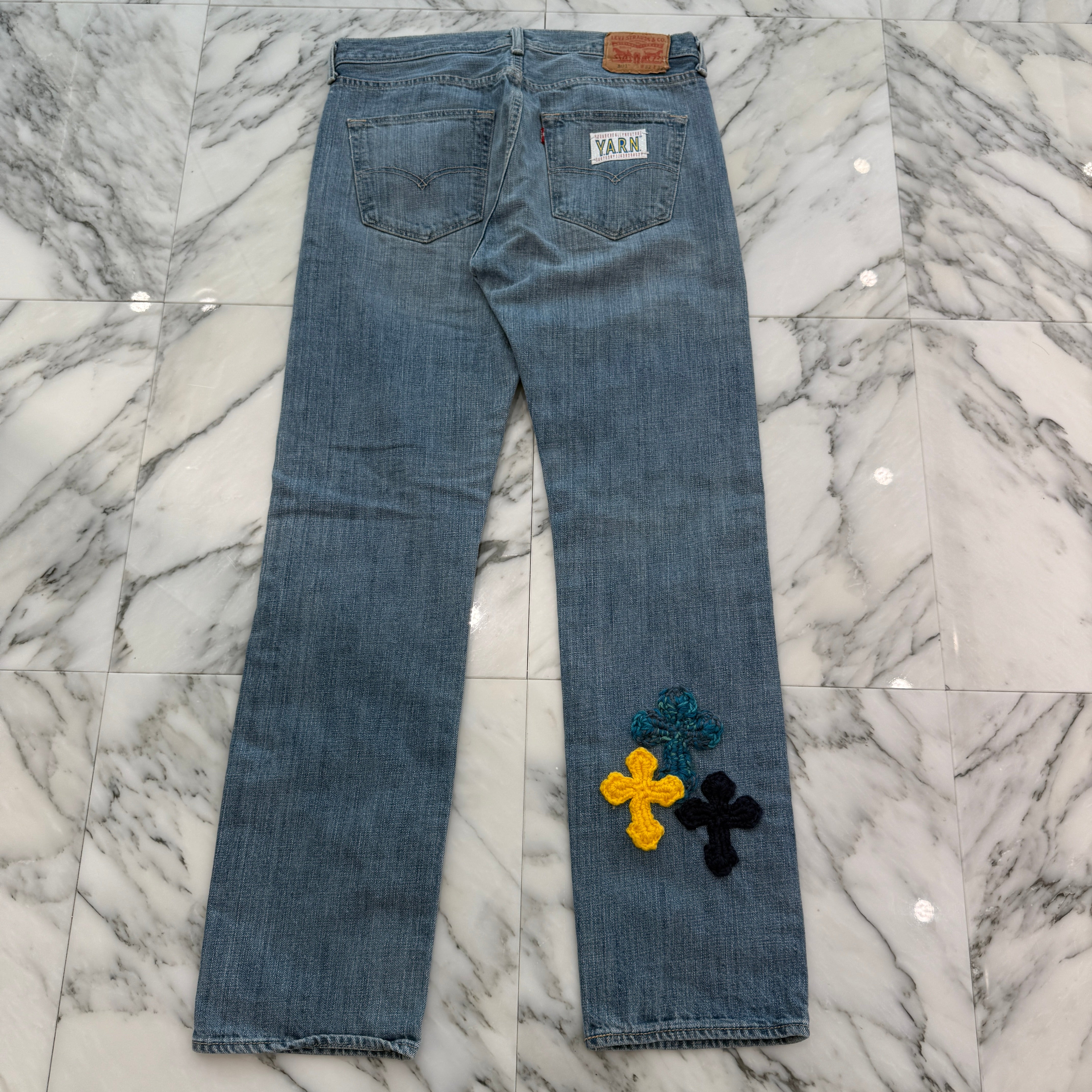 Y.A.R.N × Levi's 501 Body Knit Cross Denim Pants Size W32×L32 ヤーン×リーバイス 501 ボディ ニットクロス デニムパンツ サイズW32×L32
