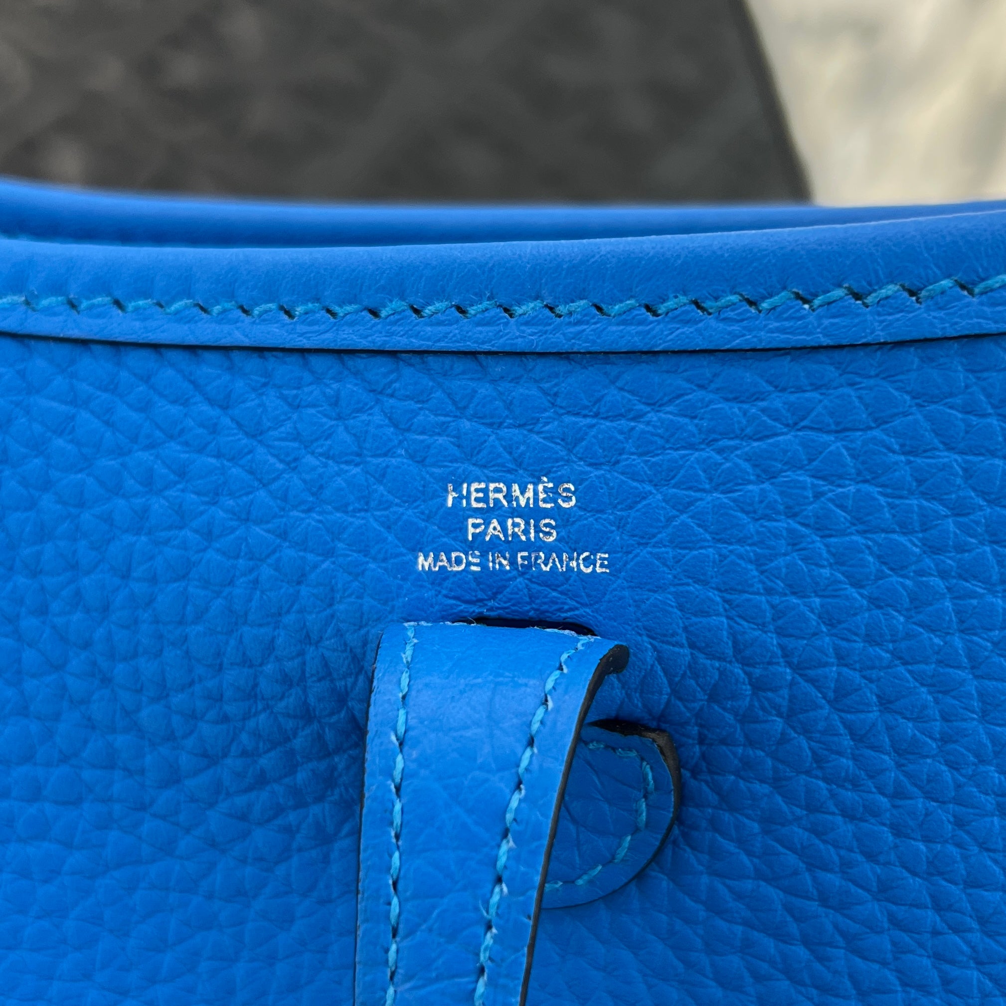 HERMES Evelyn TPM "Blue Royal" W刻印 エルメス エブリン TPM "ブルーロイヤル" レザーショルダーバッグ W刻印