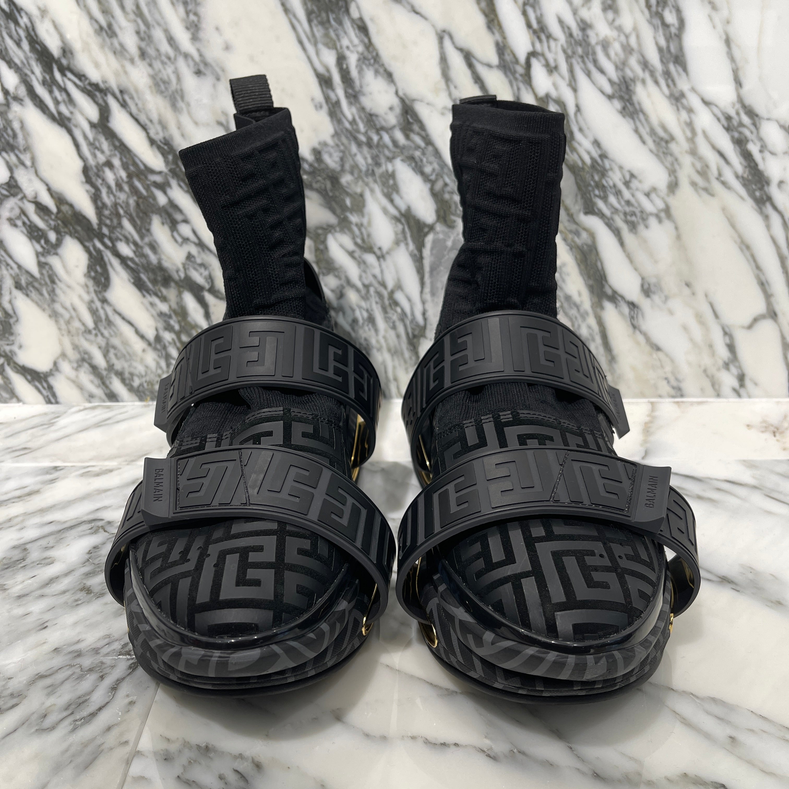 BALMAIN B Bold High Top Runner Sneakers "Gold Monogram" Size US7（25cm）バルマン B ボールド ハイトップ ランナースニーカー "ゴールドモノグラム" サイズUS7（25cm）