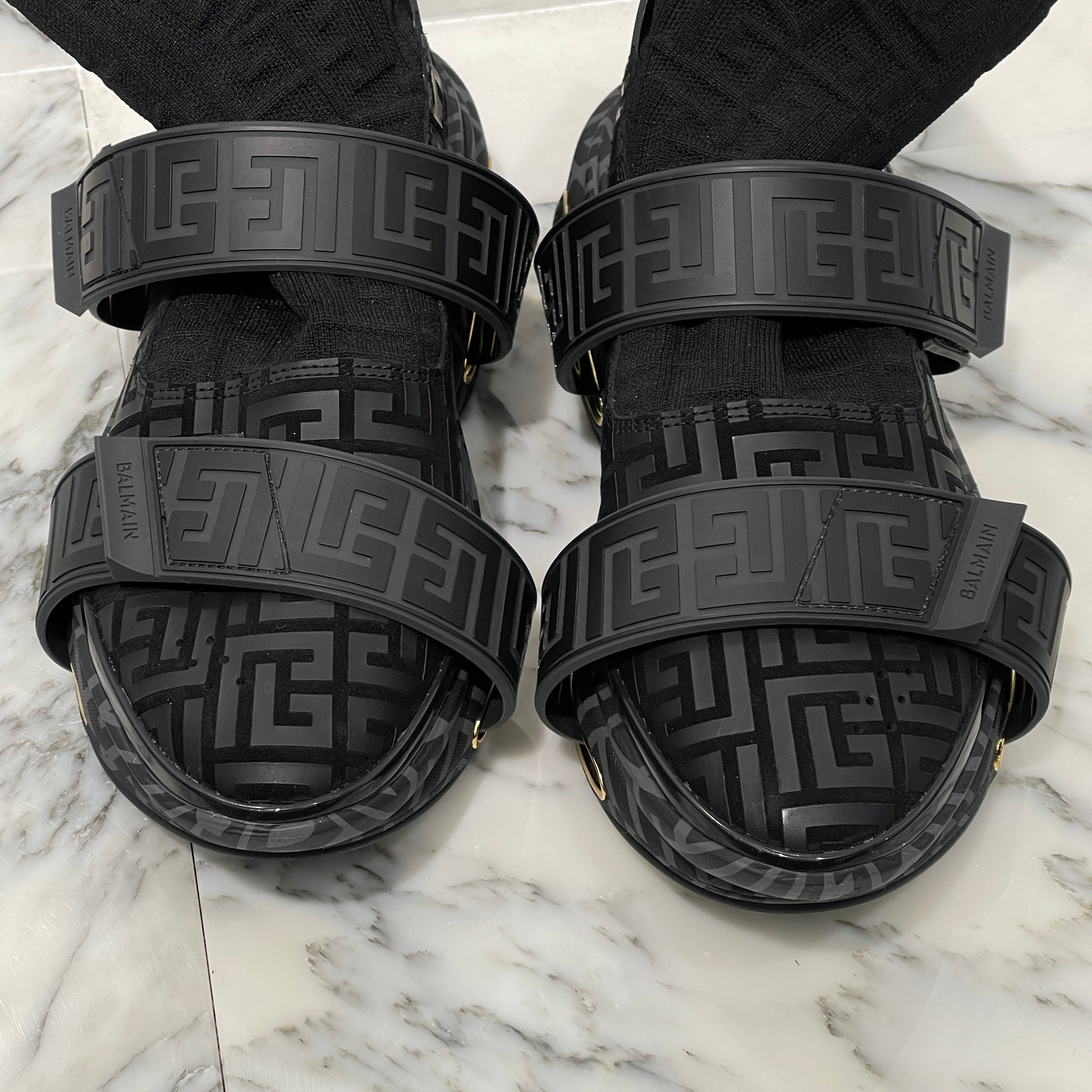 BALMAIN B Bold High Top Runner Sneakers "Gold Monogram" Size US7（25cm）バルマン B ボールド ハイトップ ランナースニーカー "ゴールドモノグラム" サイズUS7（25cm）