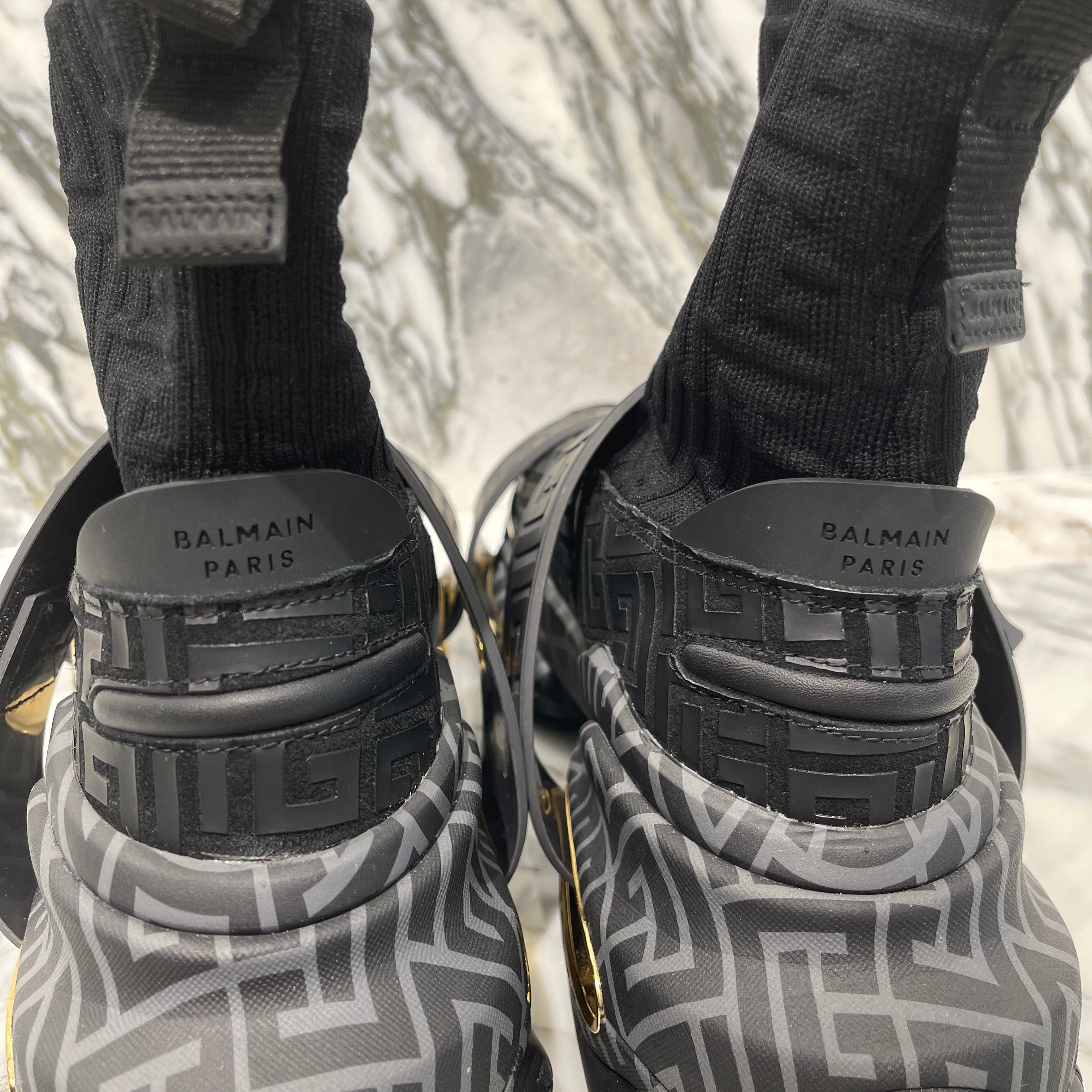 BALMAIN B Bold High Top Runner Sneakers "Gold Monogram" Size US7（25cm）バルマン B ボールド ハイトップ ランナースニーカー "ゴールドモノグラム" サイズUS7（25cm）