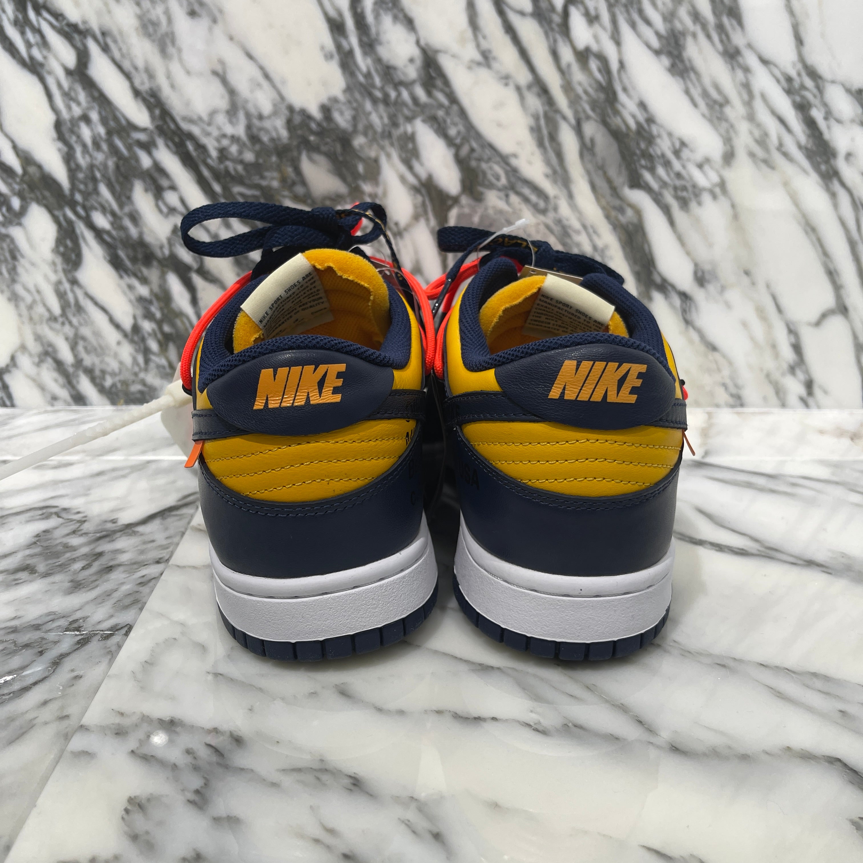 NIKE × OFF-WHITE 2019AW DUNK LOW LTHR "University Gold/Midnight Navy/White" CT0856-700 Size US10（28cm）ナイキ × オフホワイト ダンクロウ LTHR "ユニバーシティゴールド/ミッドナイトネイビー/ホワイト" サイズUS10（28cm）