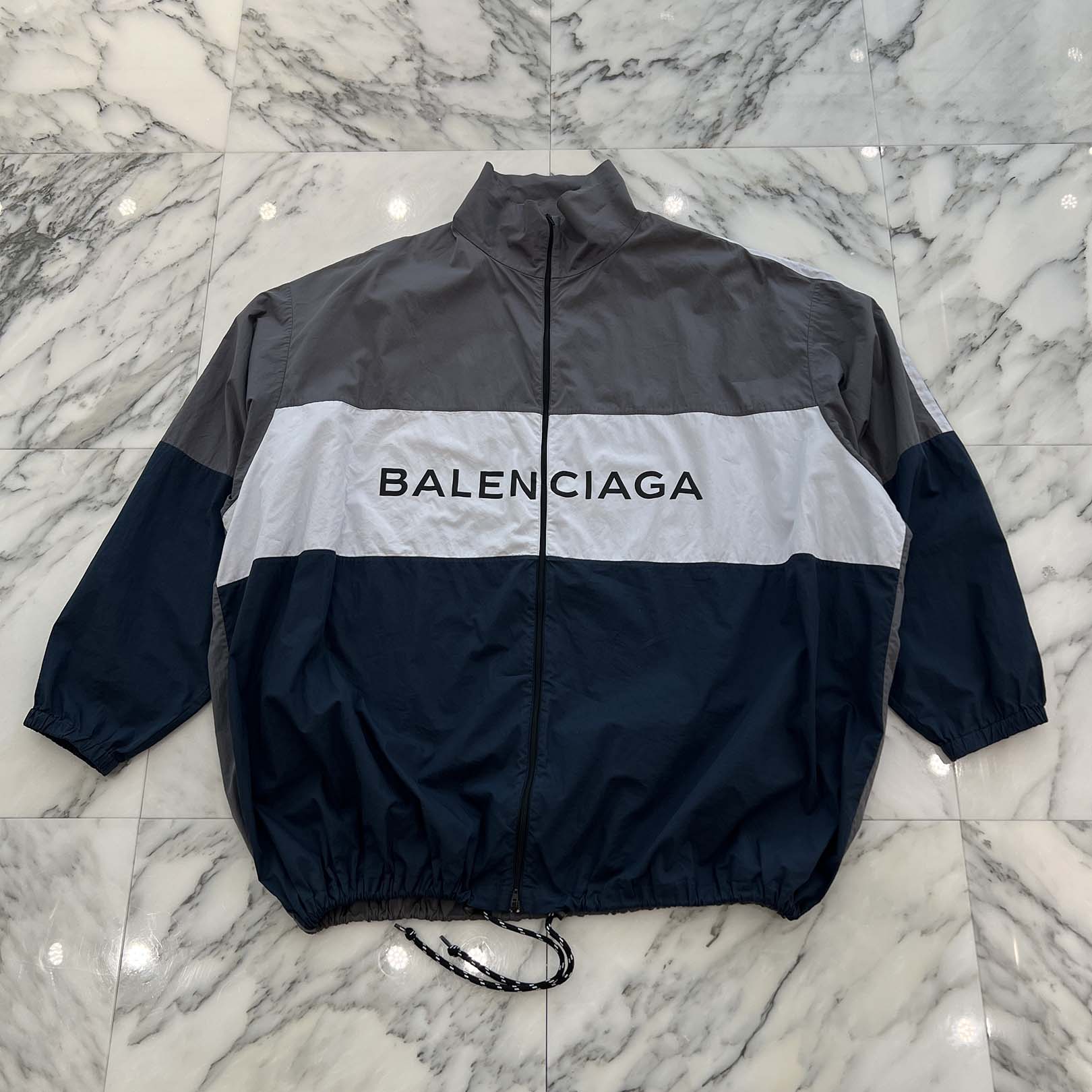 BALENCIAGA 2018SS Logo Print Poplin Shirt Blouson 508301 TWB13 Size 39 バレンシアガ ロゴプリントポプリンシャツブルゾン サイズ39