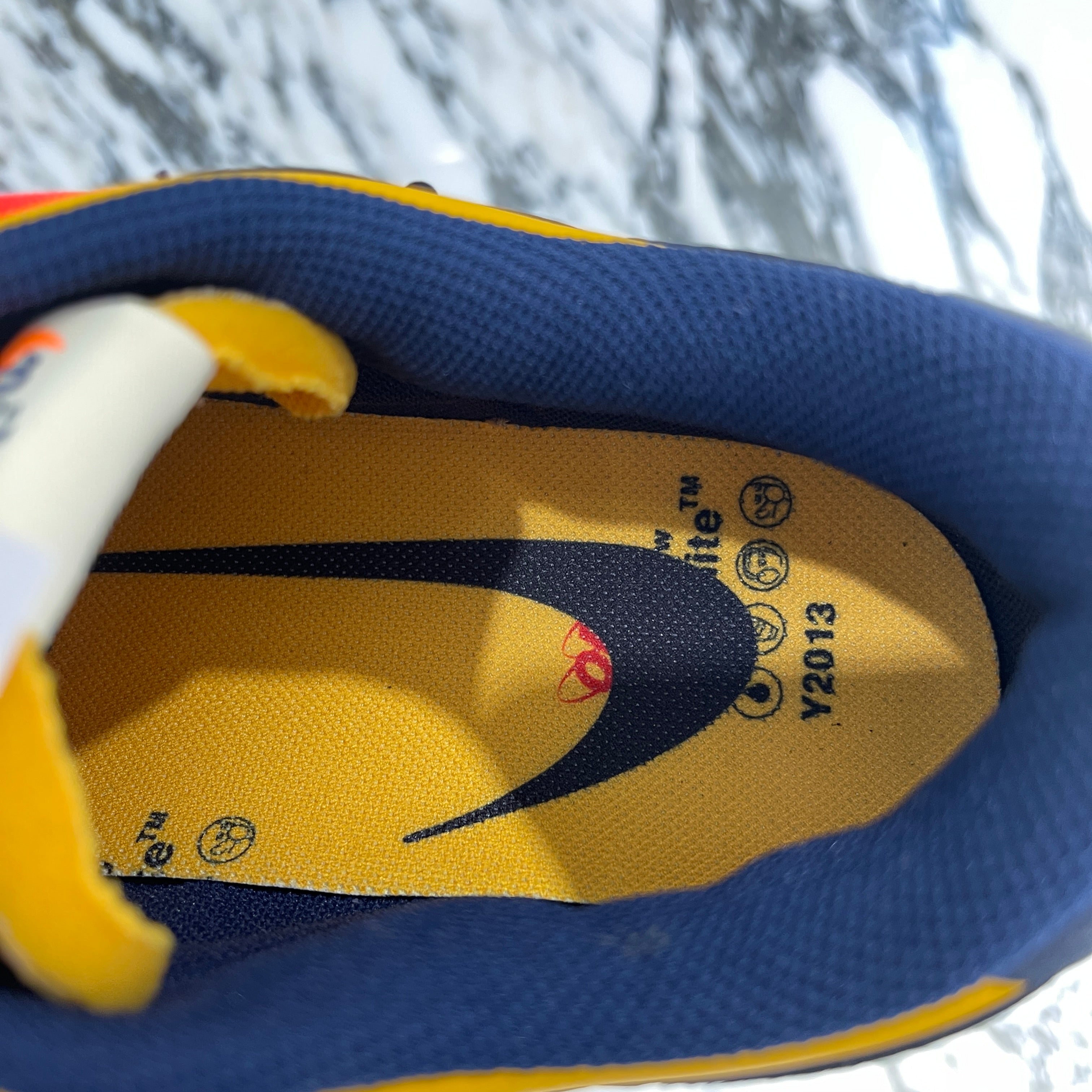 NIKE × OFF-WHITE 2019AW DUNK LOW LTHR "University Gold/Midnight Navy/White" CT0856-700 Size US10（28cm）ナイキ × オフホワイト ダンクロウ LTHR "ユニバーシティゴールド/ミッドナイトネイビー/ホワイト" サイズUS10（28cm）