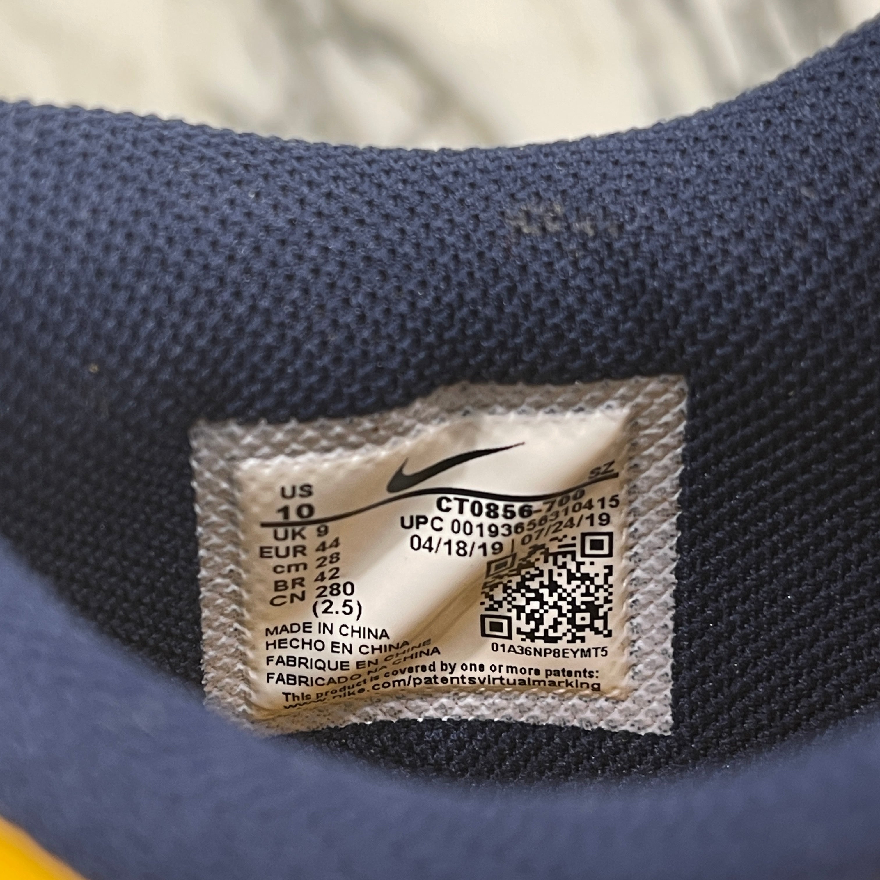 NIKE × OFF-WHITE 2019AW DUNK LOW LTHR "University Gold/Midnight Navy/White" CT0856-700 Size US10（28cm）ナイキ × オフホワイト ダンクロウ LTHR "ユニバーシティゴールド/ミッドナイトネイビー/ホワイト" サイズUS10（28cm）