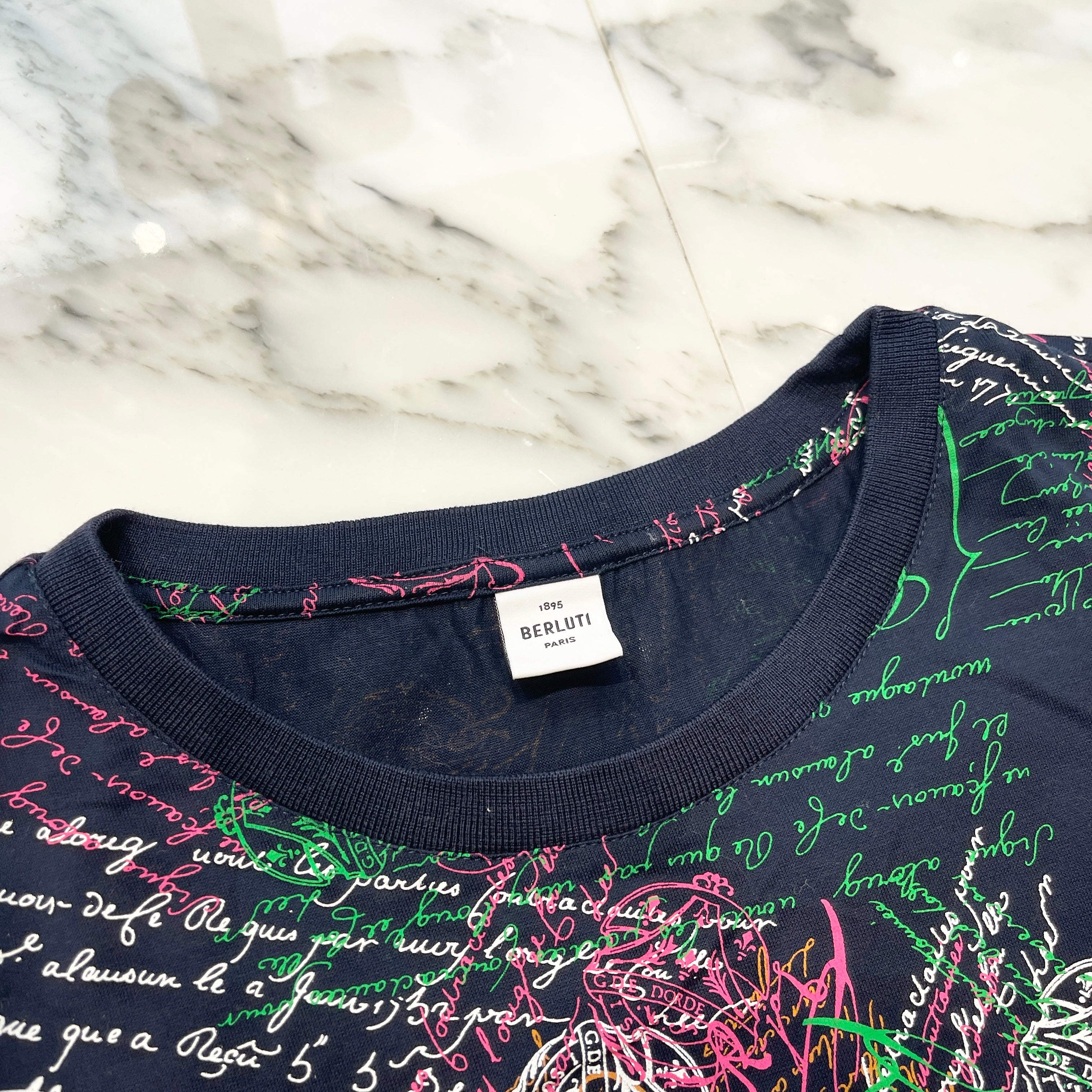 Berluti 2020SS Scritto Cotton Tee R17JRS40JADV Size L ベルルッティ スクリット コットン Tシャツ サイズL