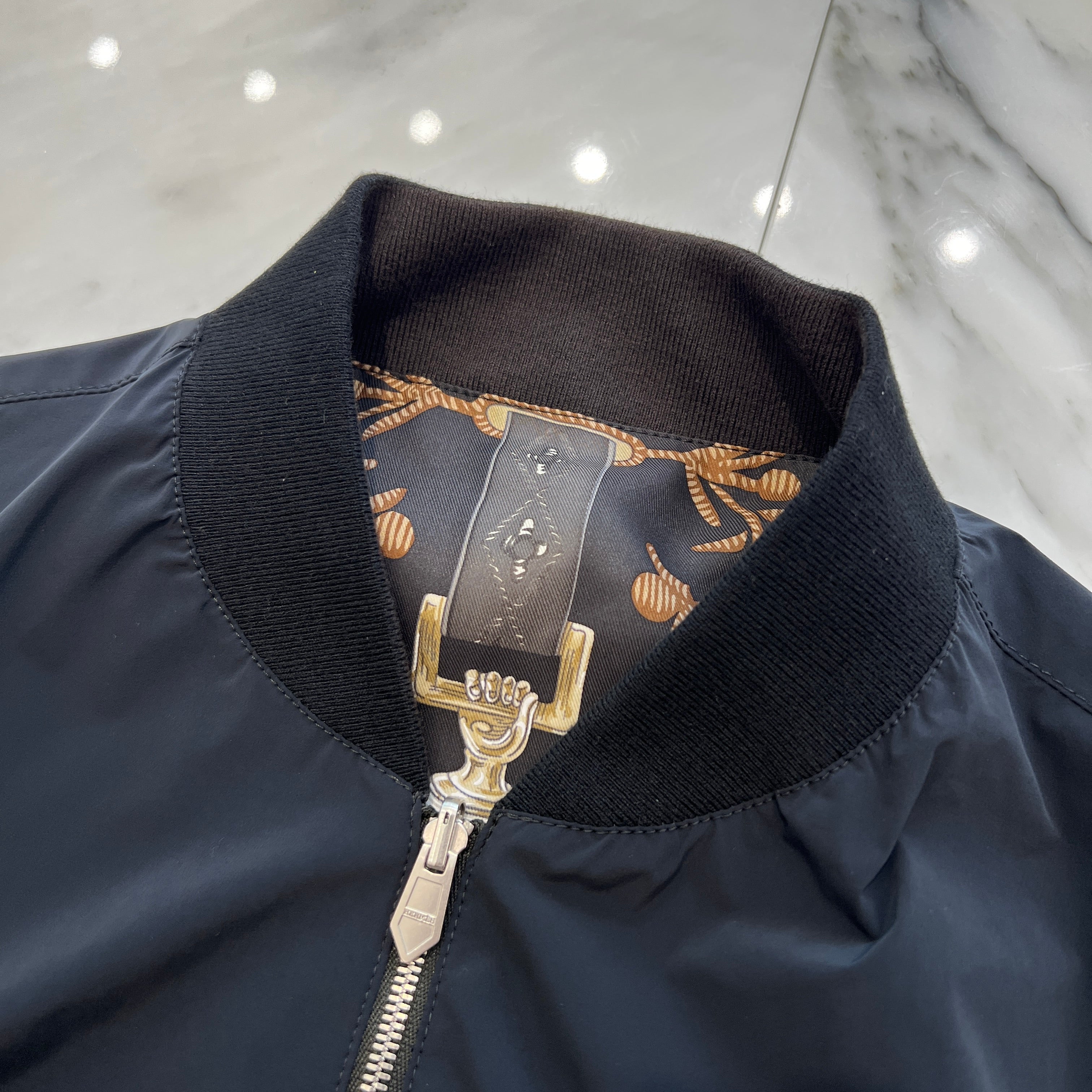 HERMES Etrier Reversible Rib Trim Blouson Size 46 エルメス エトリエ リバーシブル リブトリム ブルゾン サイズ46