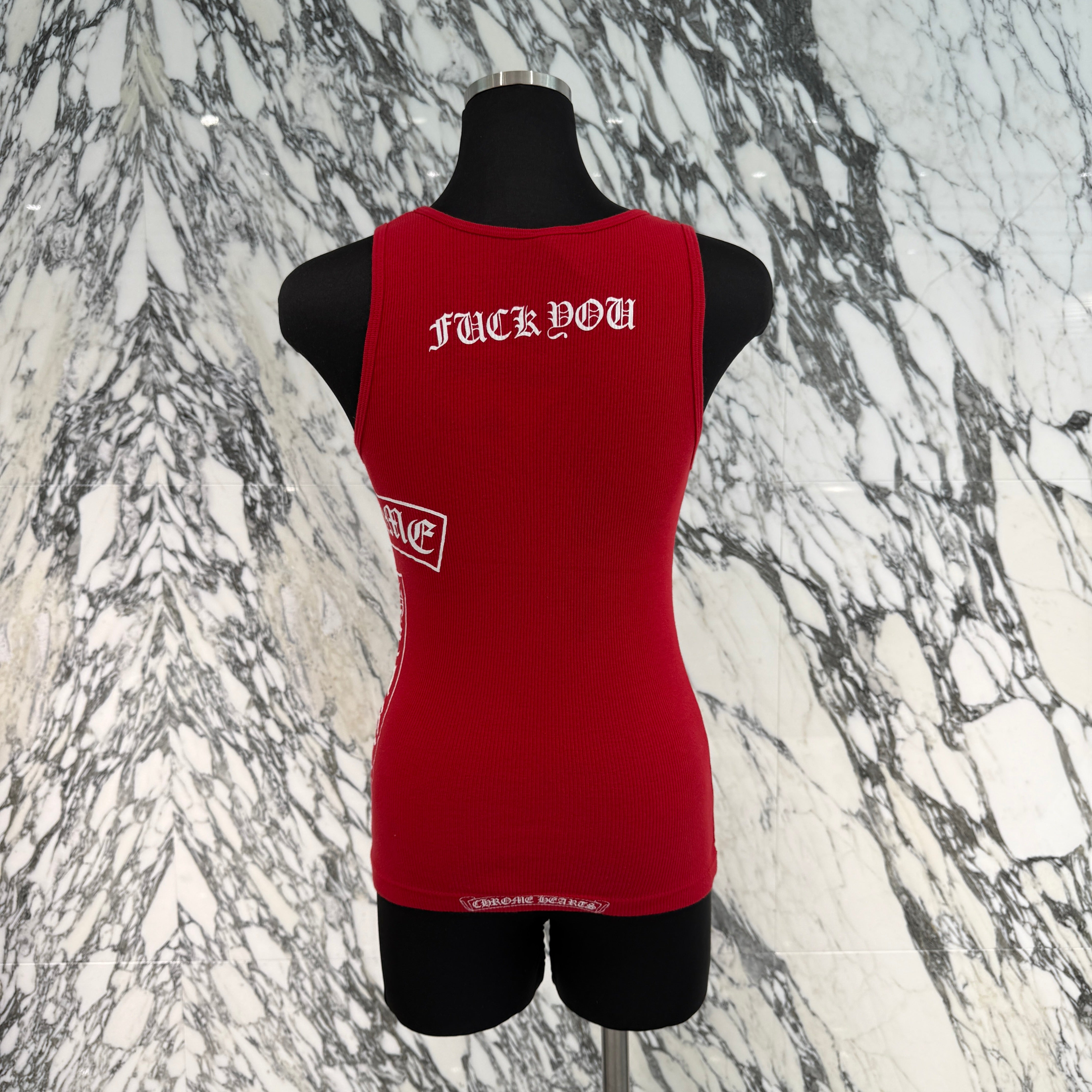 CHROME HEARTS CH Cross Side Vertical Logo Fuck You Tank Top