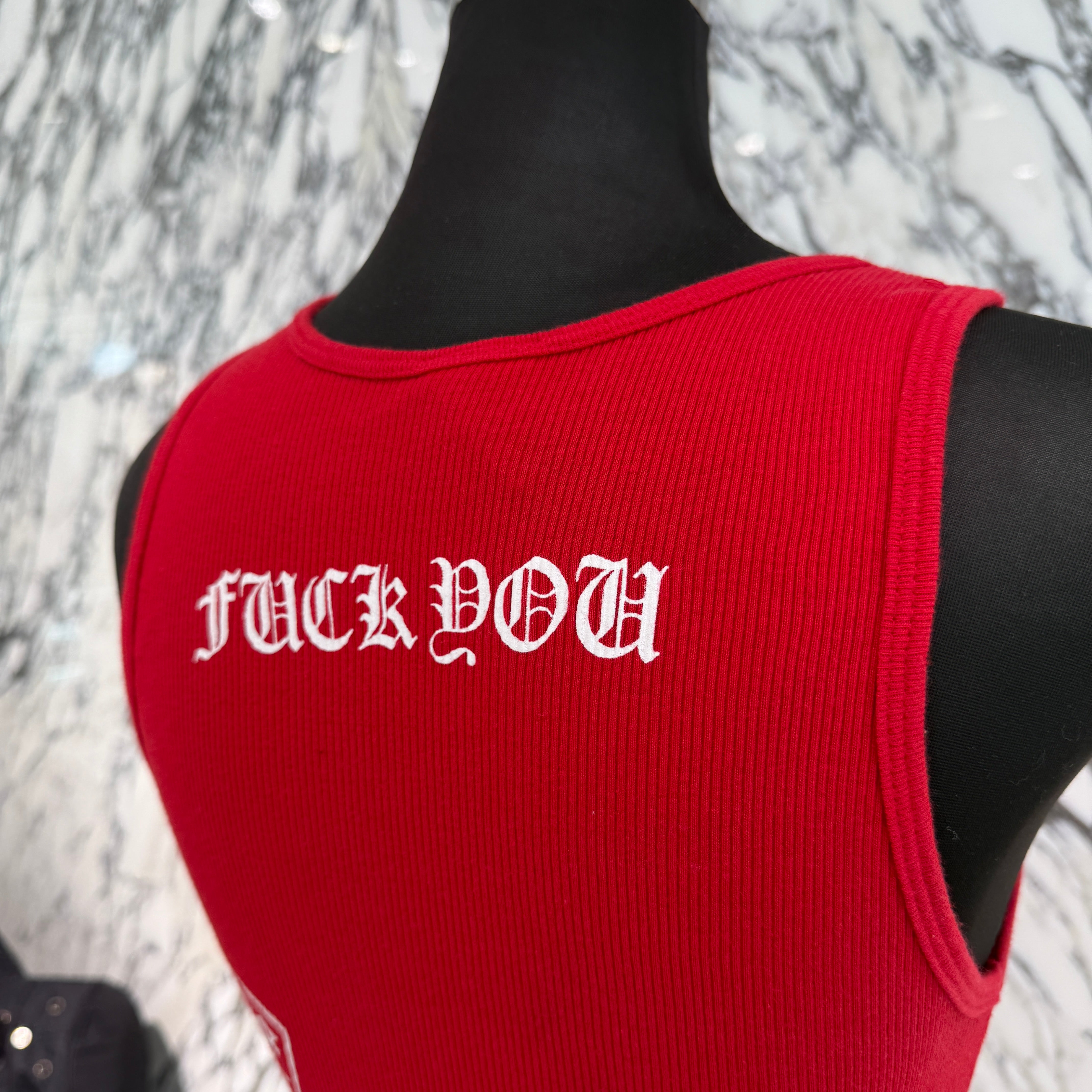 CHROME HEARTS CH Cross Side Vertical Logo Fuck You Tank Top Size M クロムハーツ CHクロス サイド ヴァーティカルロゴ ファックユー タンクトップ サイズM