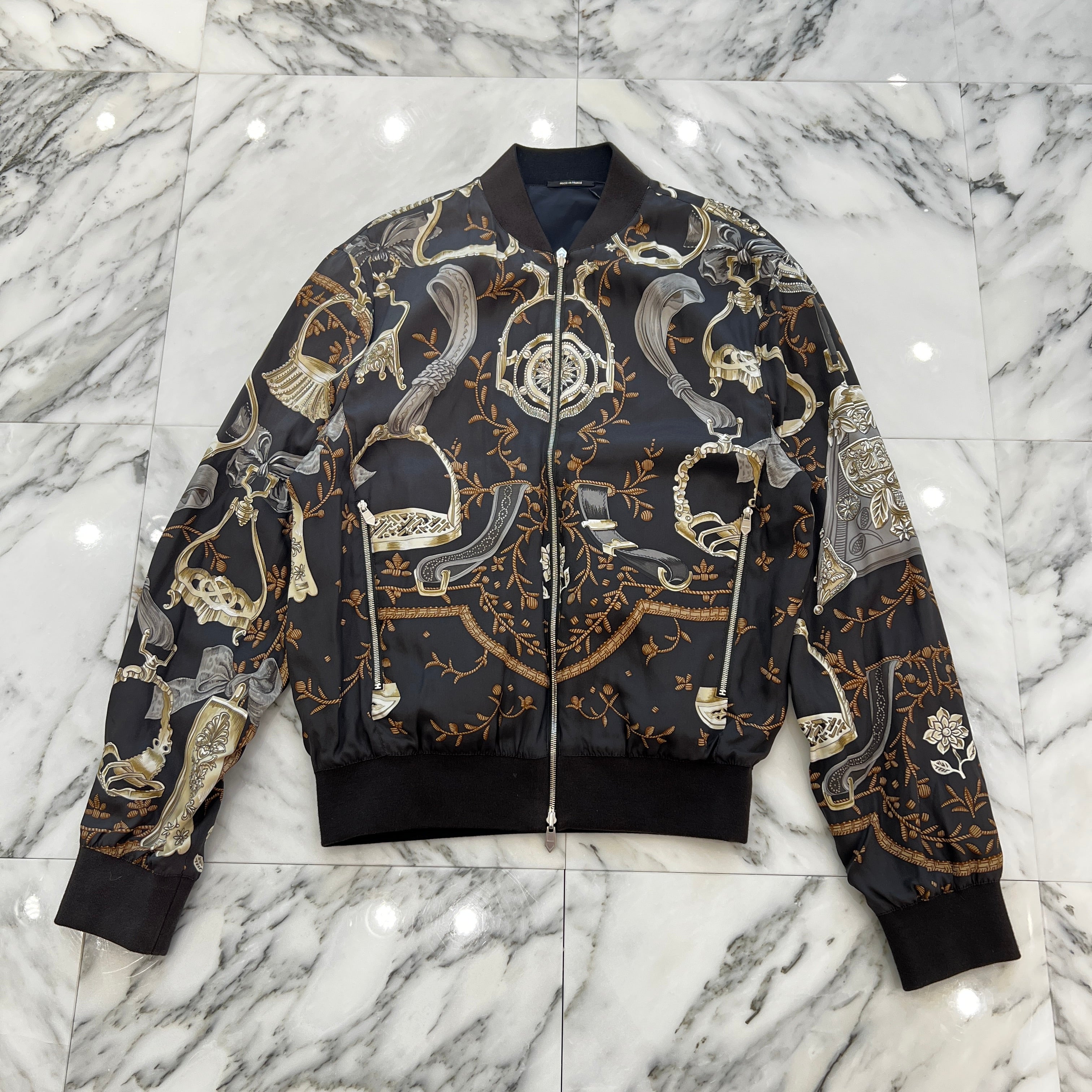 HERMES Etrier Reversible Rib Trim Blouson Size 46 エルメス エトリエ リバーシブル リブトリム ブルゾン サイズ46