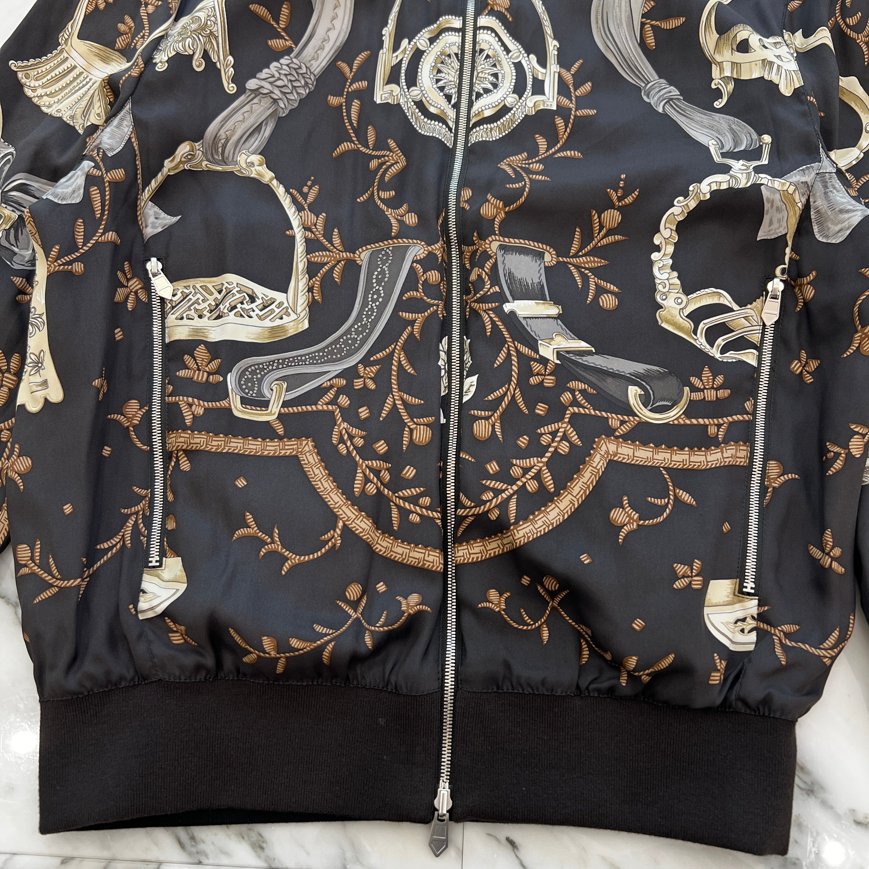 HERMES Etrier Reversible Rib Trim Blouson Size 46 エルメス エトリエ リバーシブル リブトリム ブルゾン サイズ46