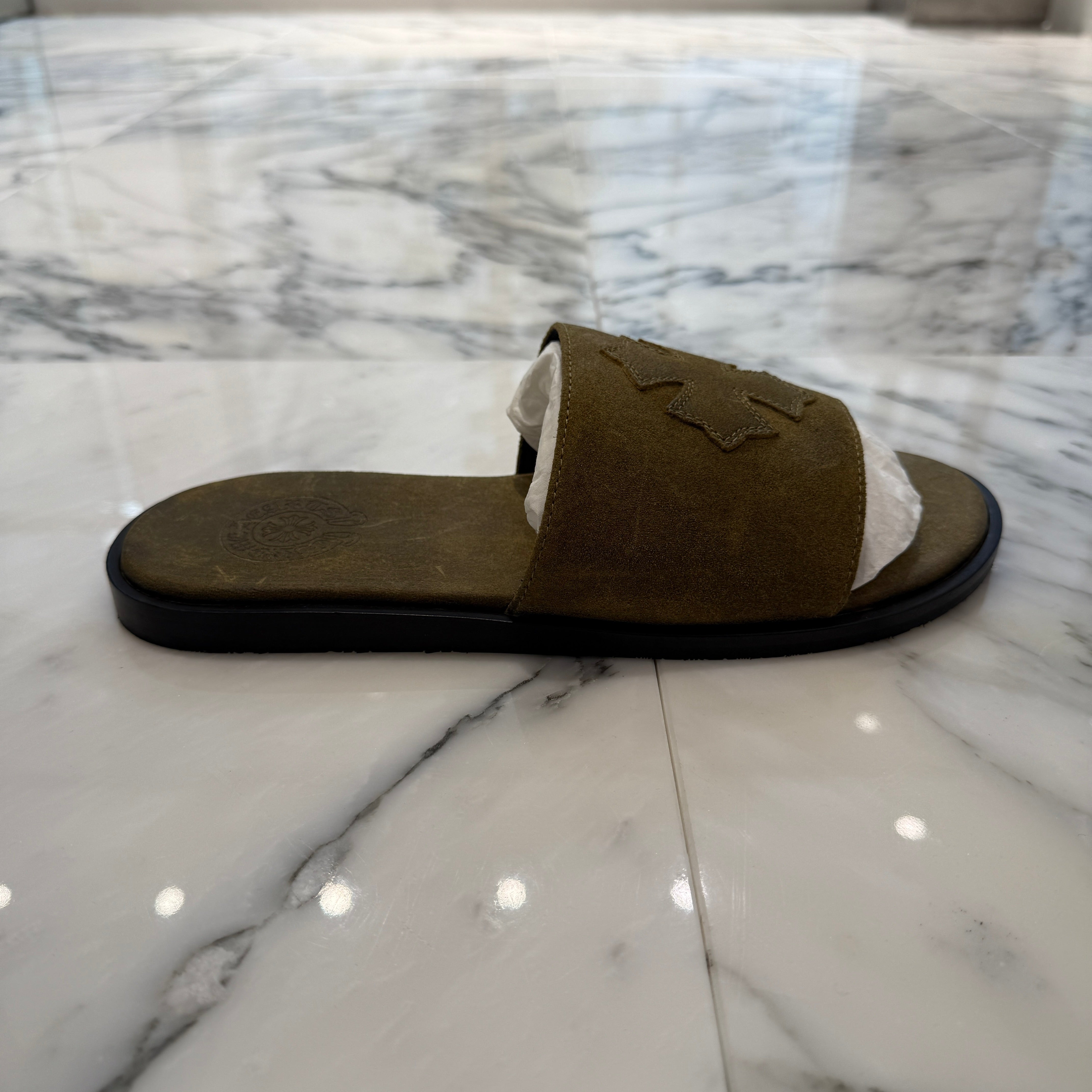 CHROME HEARTS Suede Leather Cross Patch Sandals Size 41 クロムハーツ スエード レザークロスパッチ サンダル サイズ41