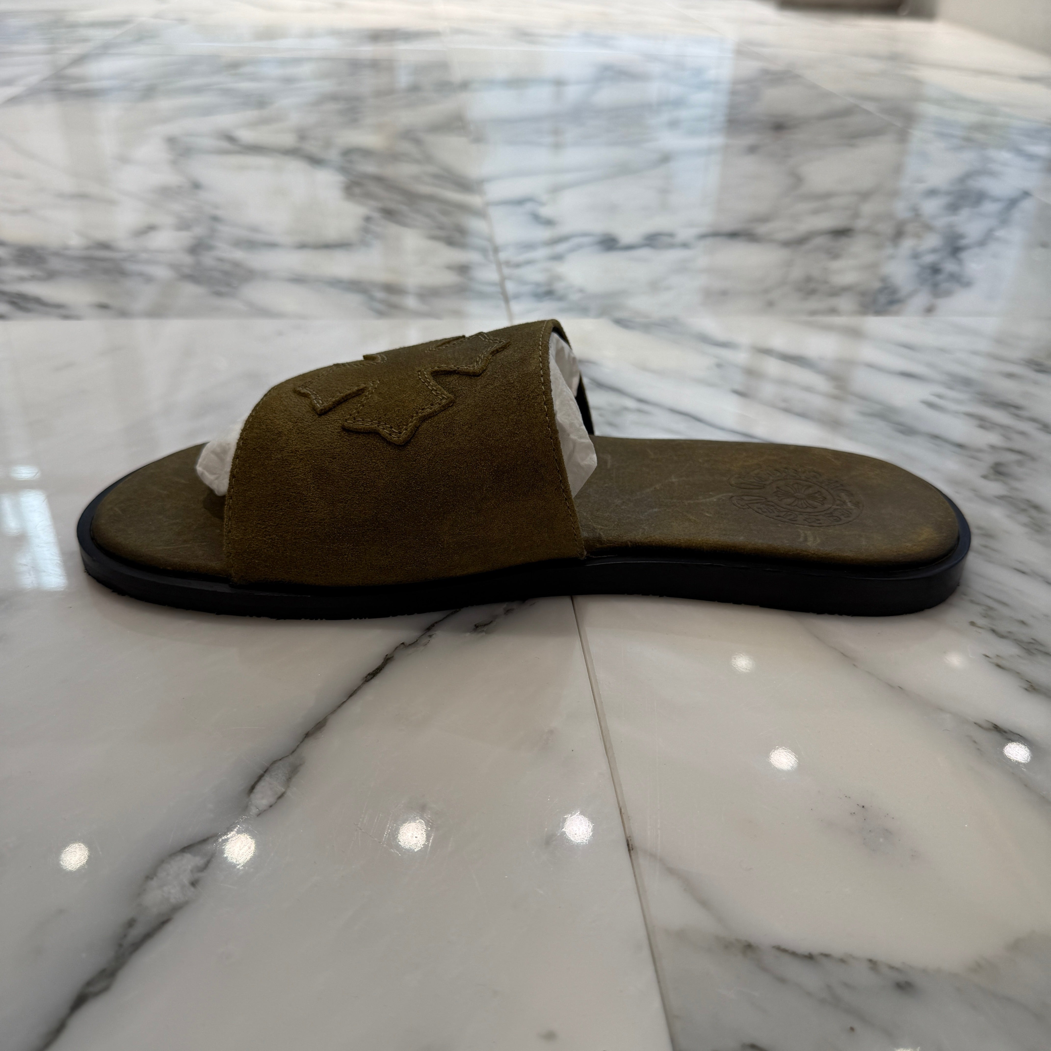 CHROME HEARTS Suede Leather Cross Patch Sandals Size 41 クロムハーツ スエード レザークロスパッチ サンダル サイズ41