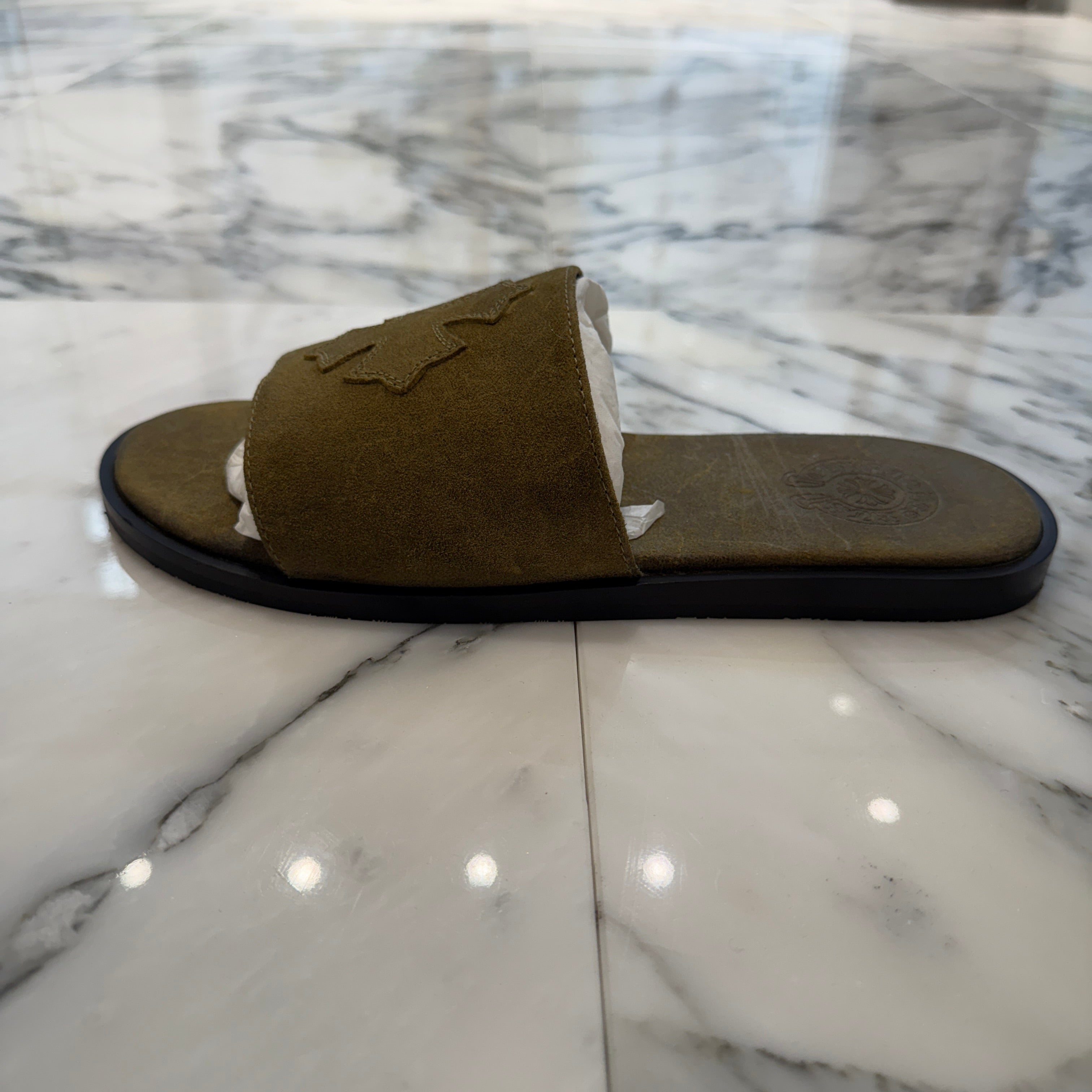 CHROME HEARTS Suede Leather Cross Patch Sandals Size 41 クロムハーツ スエード レザークロスパッチ サンダル サイズ41