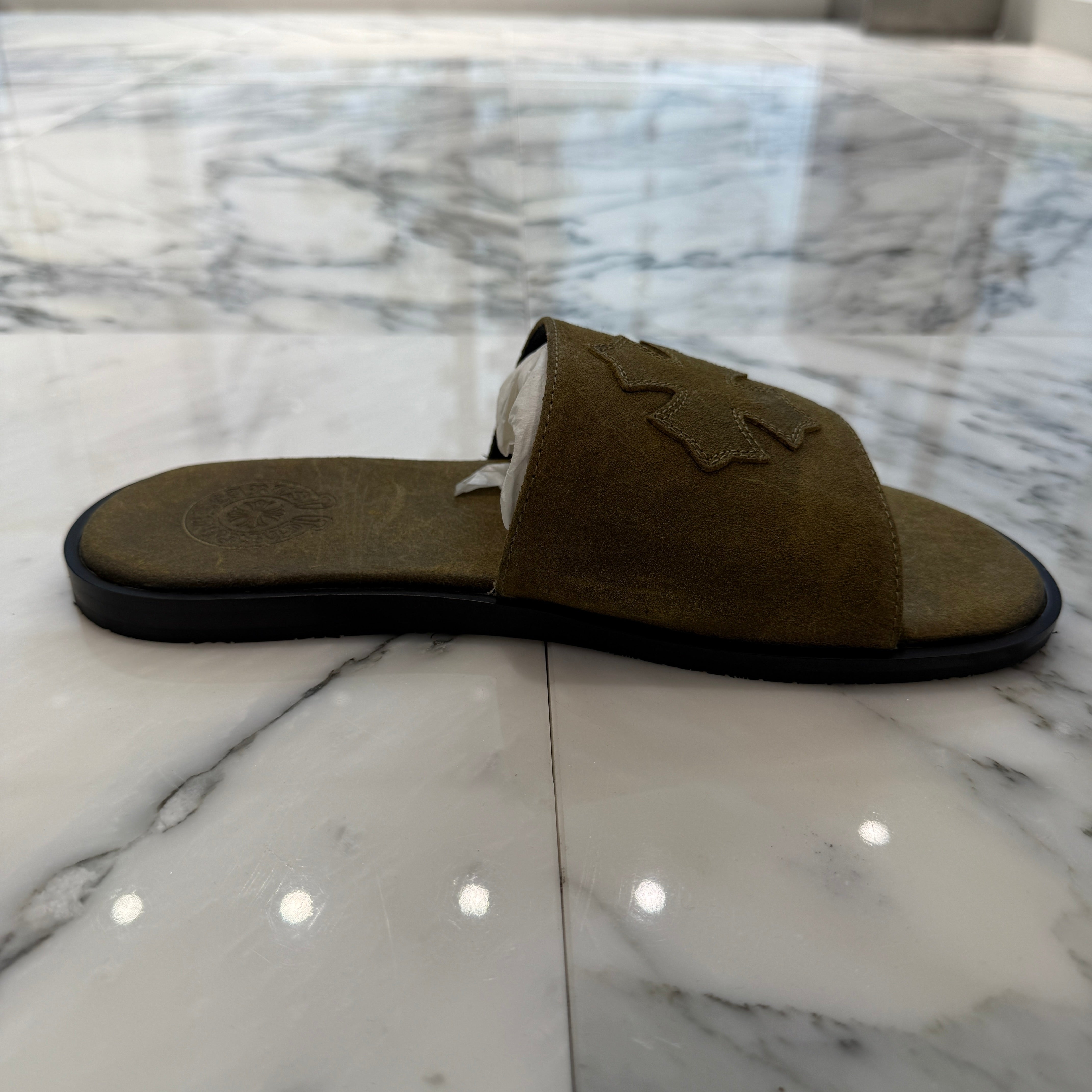 CHROME HEARTS Suede Leather Cross Patch Sandals Size 41 クロムハーツ スエード レザークロスパッチ サンダル サイズ41