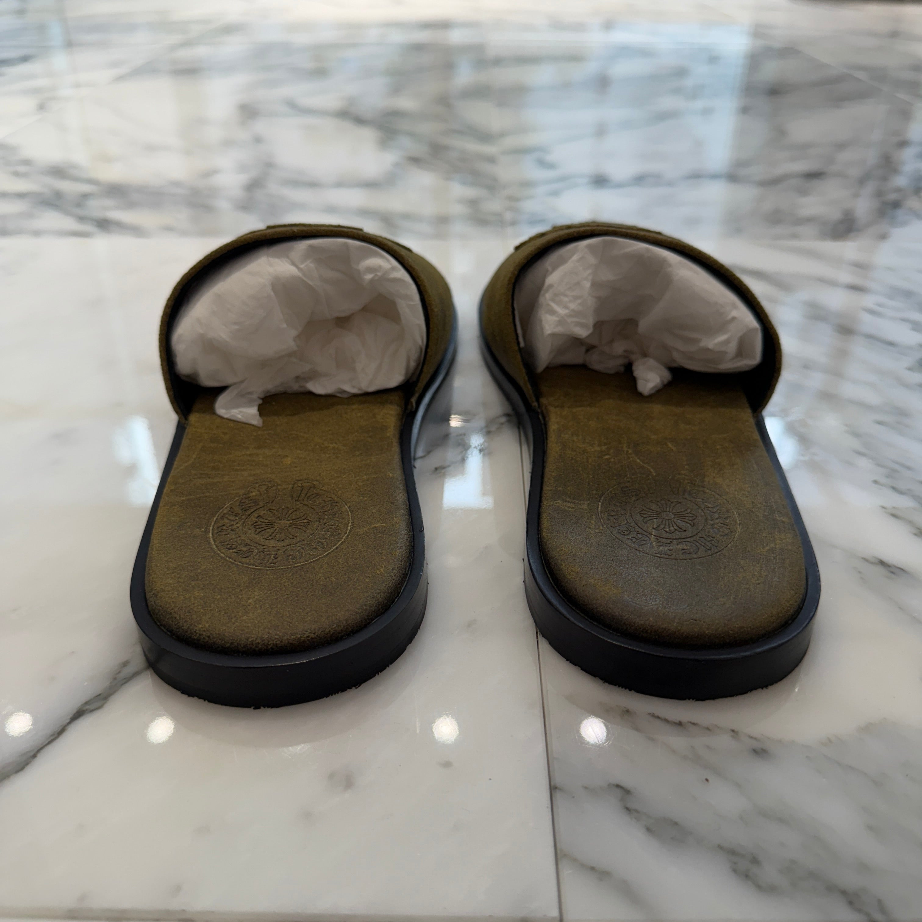 CHROME HEARTS Suede Leather Cross Patch Sandals Size 41 クロムハーツ スエード レザークロスパッチ サンダル サイズ41