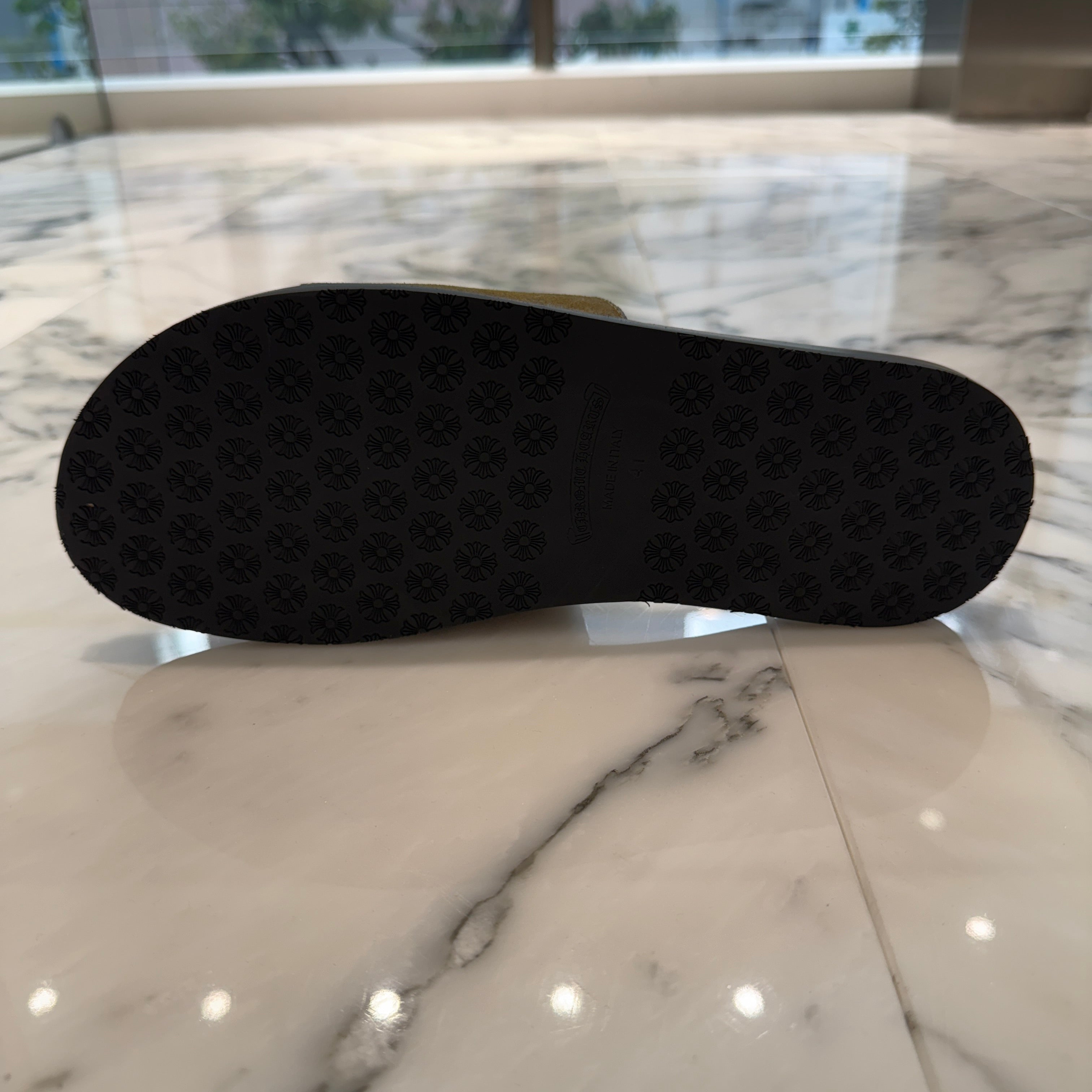 CHROME HEARTS Suede Leather Cross Patch Sandals Size 41 クロムハーツ スエード レザークロスパッチ サンダル サイズ41