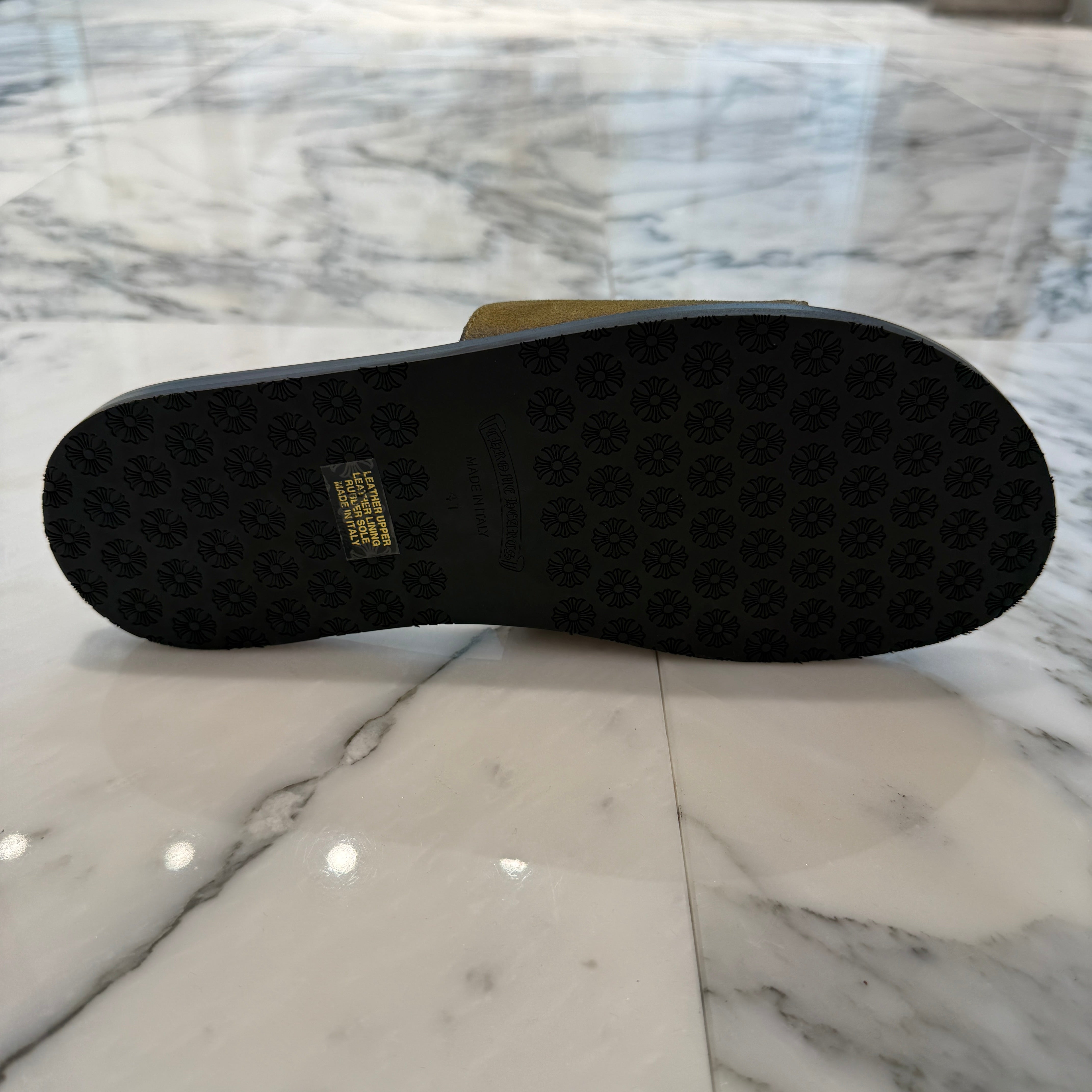 CHROME HEARTS Suede Leather Cross Patch Sandals Size 41 クロムハーツ スエード レザークロスパッチ サンダル サイズ41