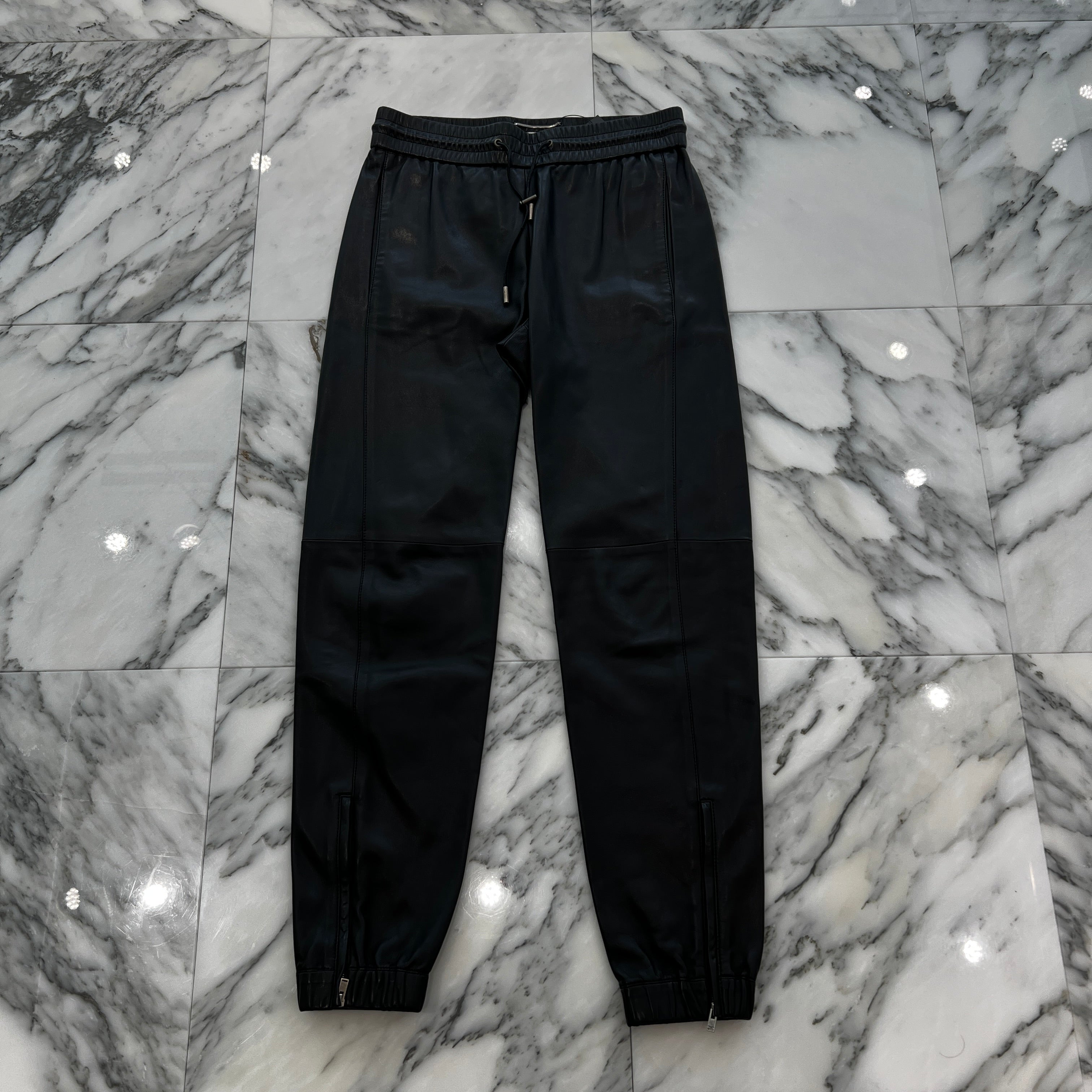 SAINT LAURENT PARIS 2021SS Lamb Leather Track Pants 664566 YC2MS Size 44 サンローランパリ ラムレザー トラック パンツ サイズ44