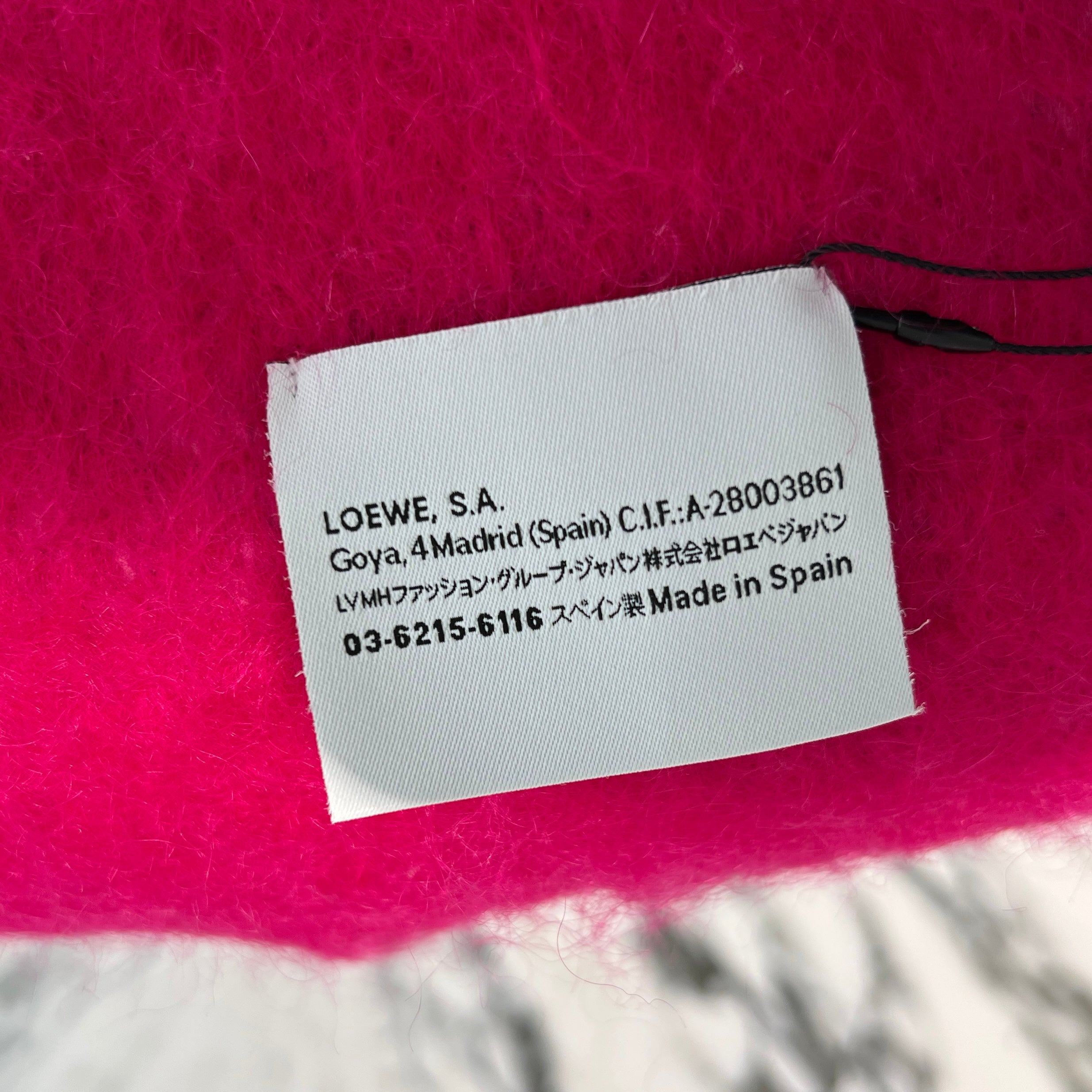 LOEWE Anagram Leather Patch Mohair & Wool Fringe Scarf F811257X01 0010793560 ロエベ アナグラム レザーパッチ モヘア&ウール フリンジ スカーフ