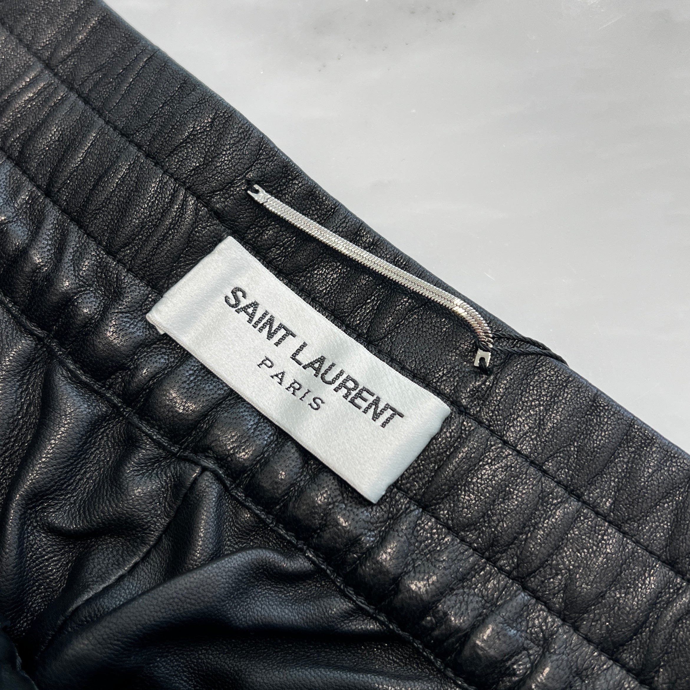 SAINT LAURENT PARIS 2021SS Lamb Leather Track Pants 664566 YC2MS Size 44 サンローランパリ ラムレザー トラック パンツ サイズ44