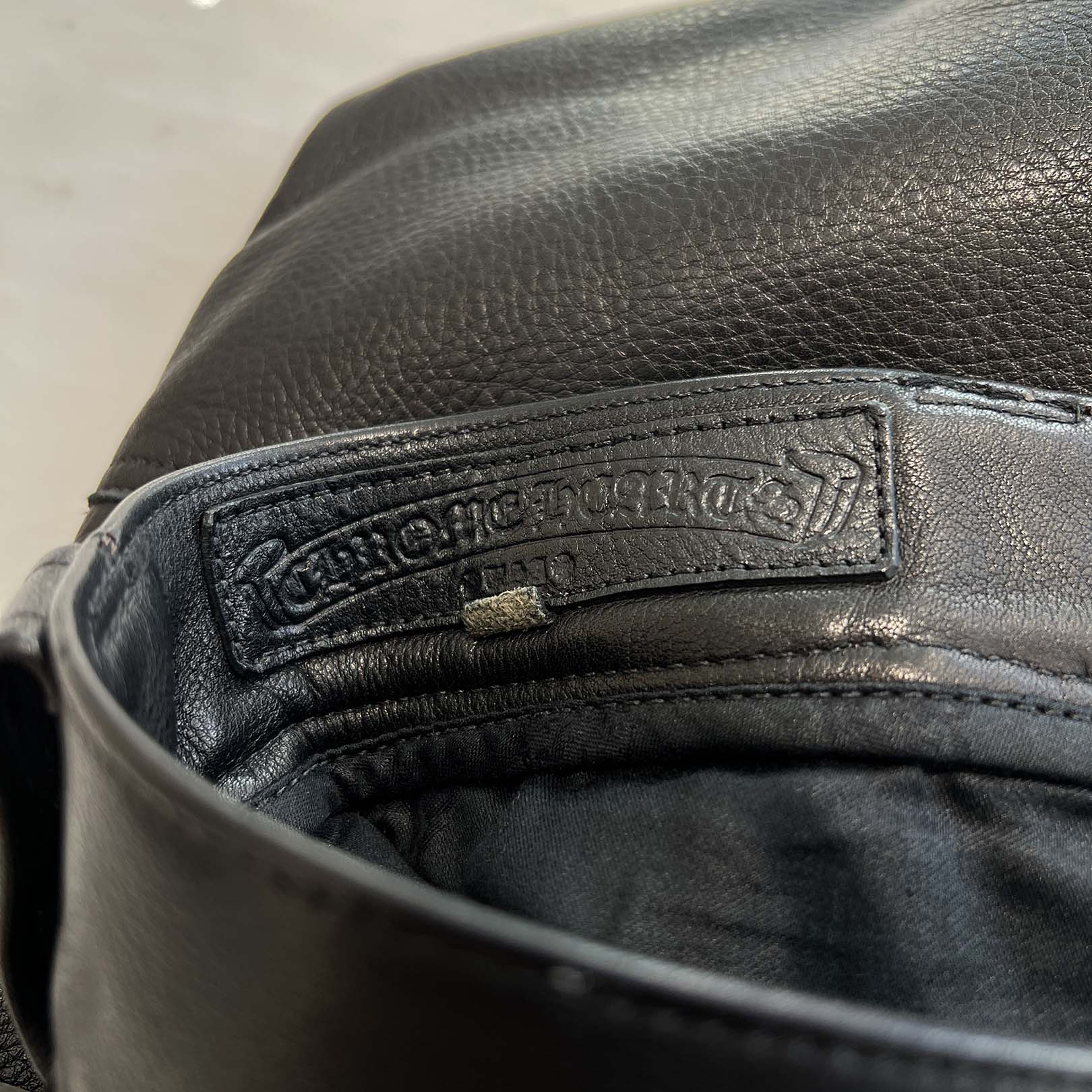 CHROME HEARTS Flare Knee Cross Ball Button Leather Pants Size 34 クロムハーツ フレアニー クロスボールボタン レザーパンツ サイズ34