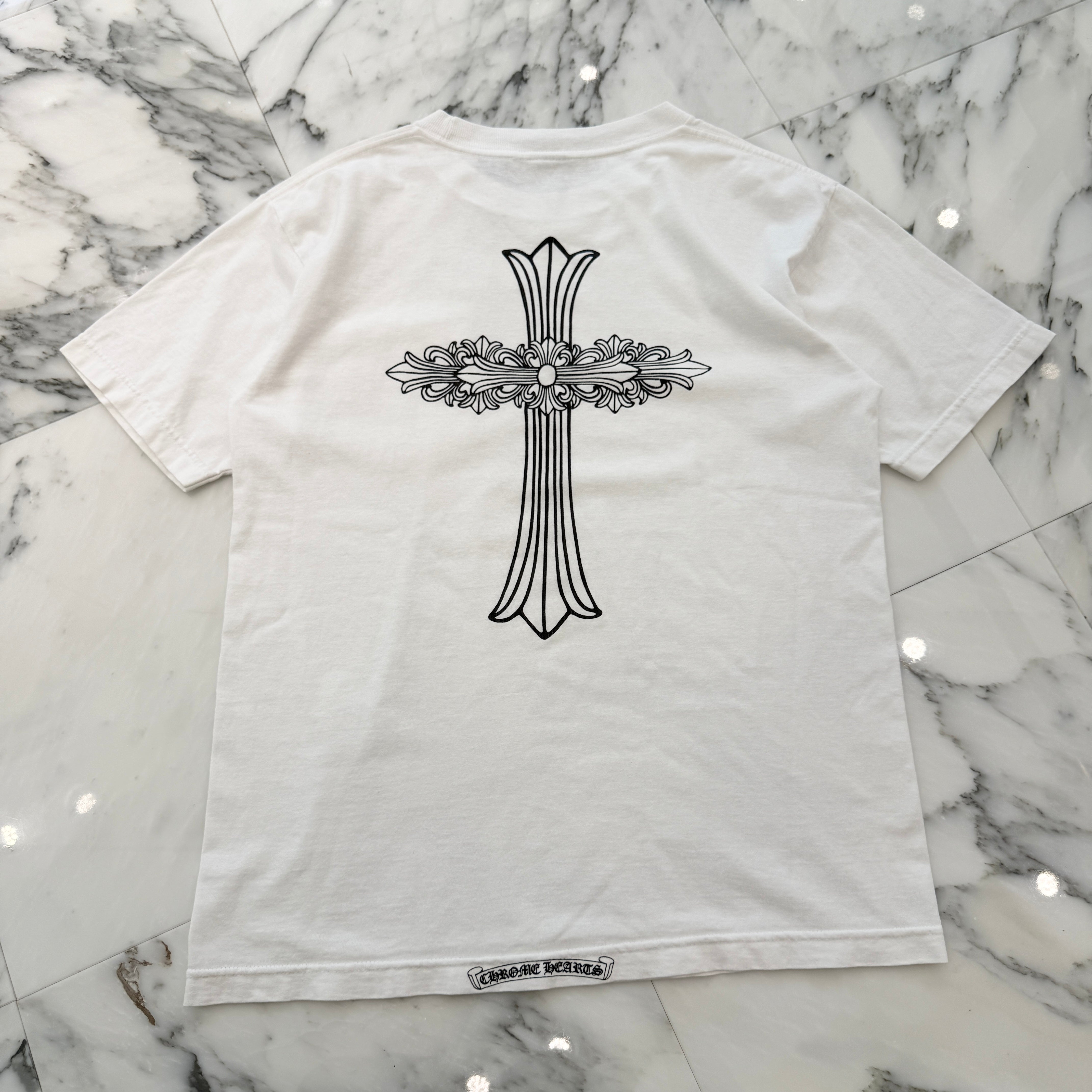 CHROME HEARTS Neck Logo Back Cross Tee Size M クロムハーツ ネックロゴ バッククロス Tシャツ サイズM