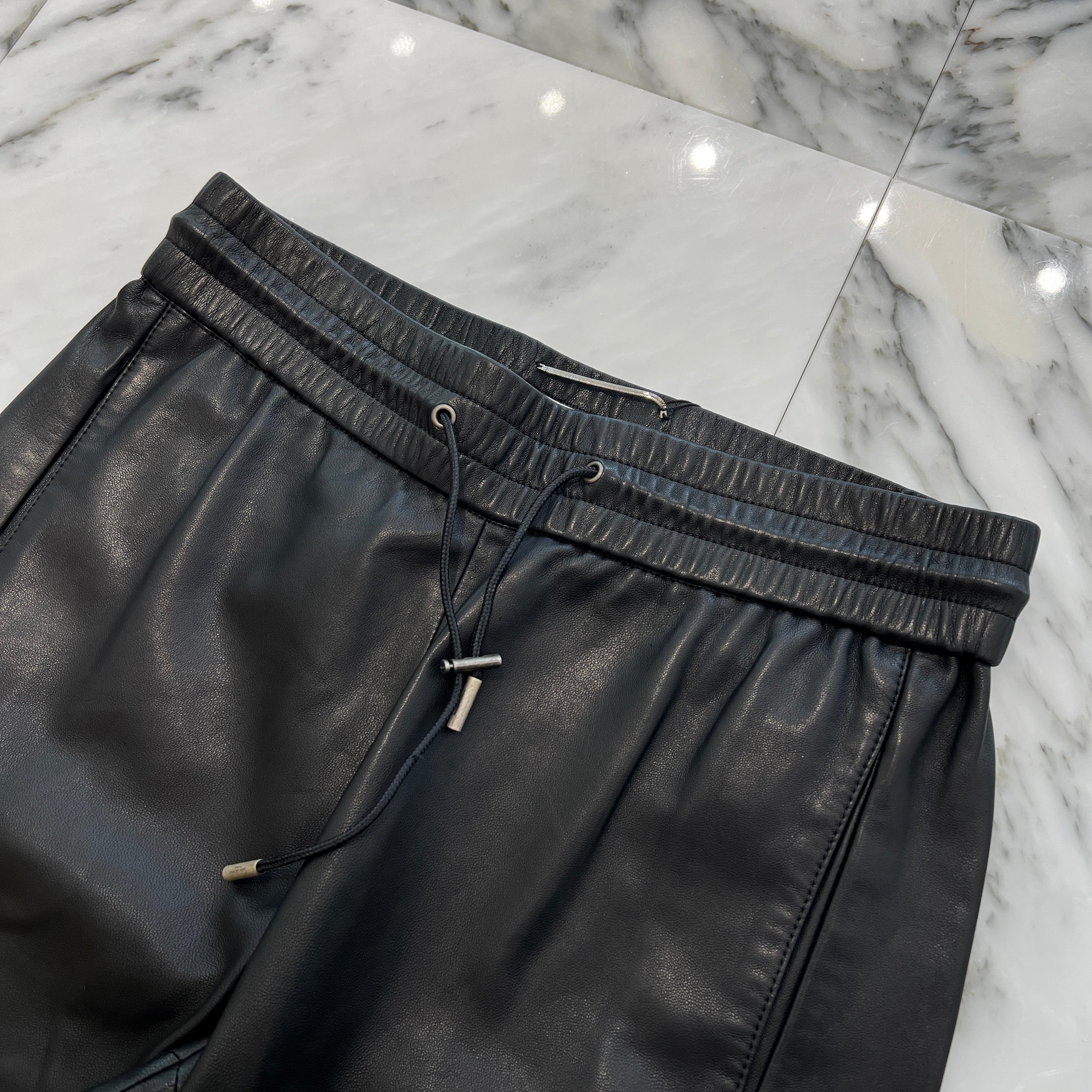 SAINT LAURENT PARIS 2021SS Lamb Leather Track Pants 664566 YC2MS Size 44 サンローランパリ ラムレザー トラック パンツ サイズ44