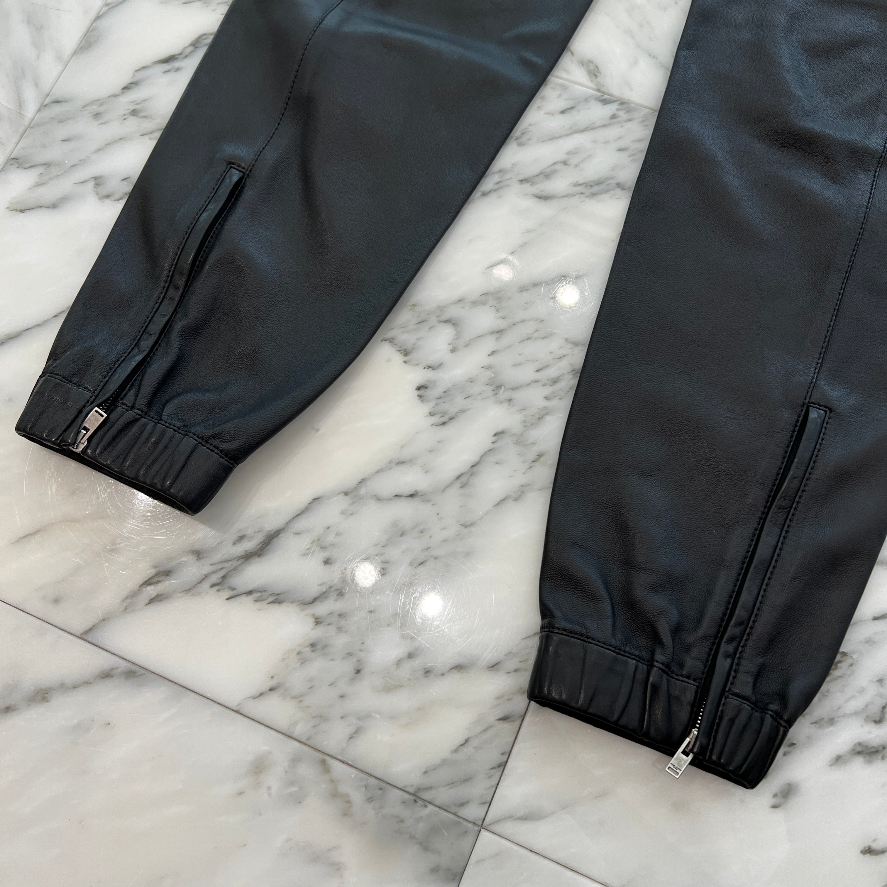 SAINT LAURENT PARIS 2021SS Lamb Leather Track Pants 664566 YC2MS Size 44 サンローランパリ ラムレザー トラック パンツ サイズ44