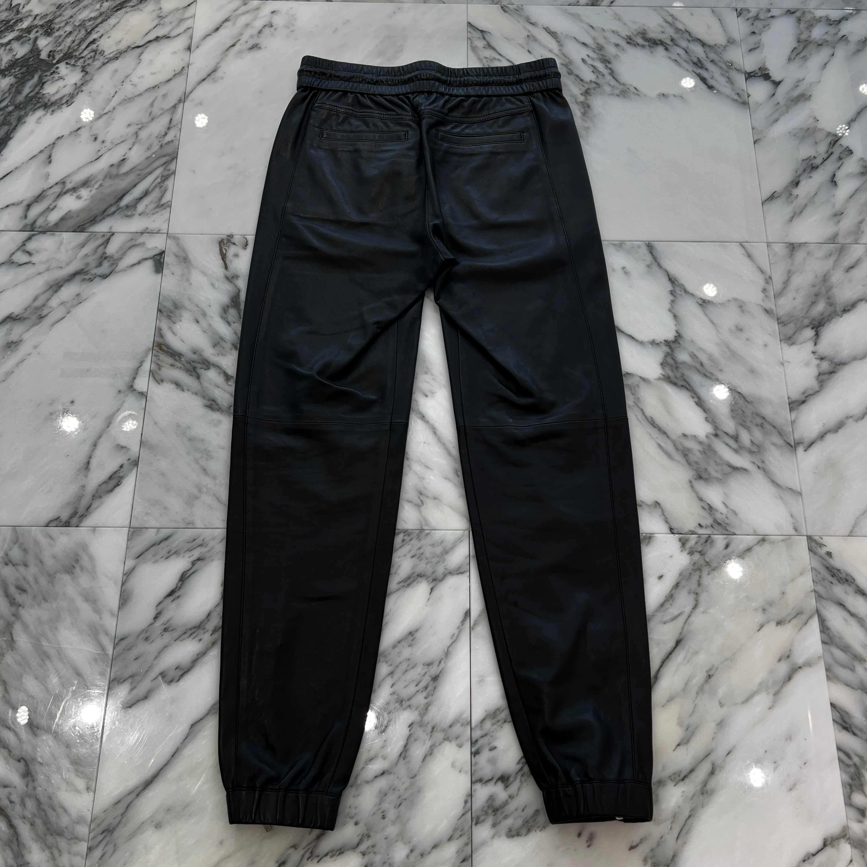 SAINT LAURENT PARIS 2021SS Lamb Leather Track Pants 664566 YC2MS Size 44 サンローランパリ ラムレザー トラック パンツ サイズ44