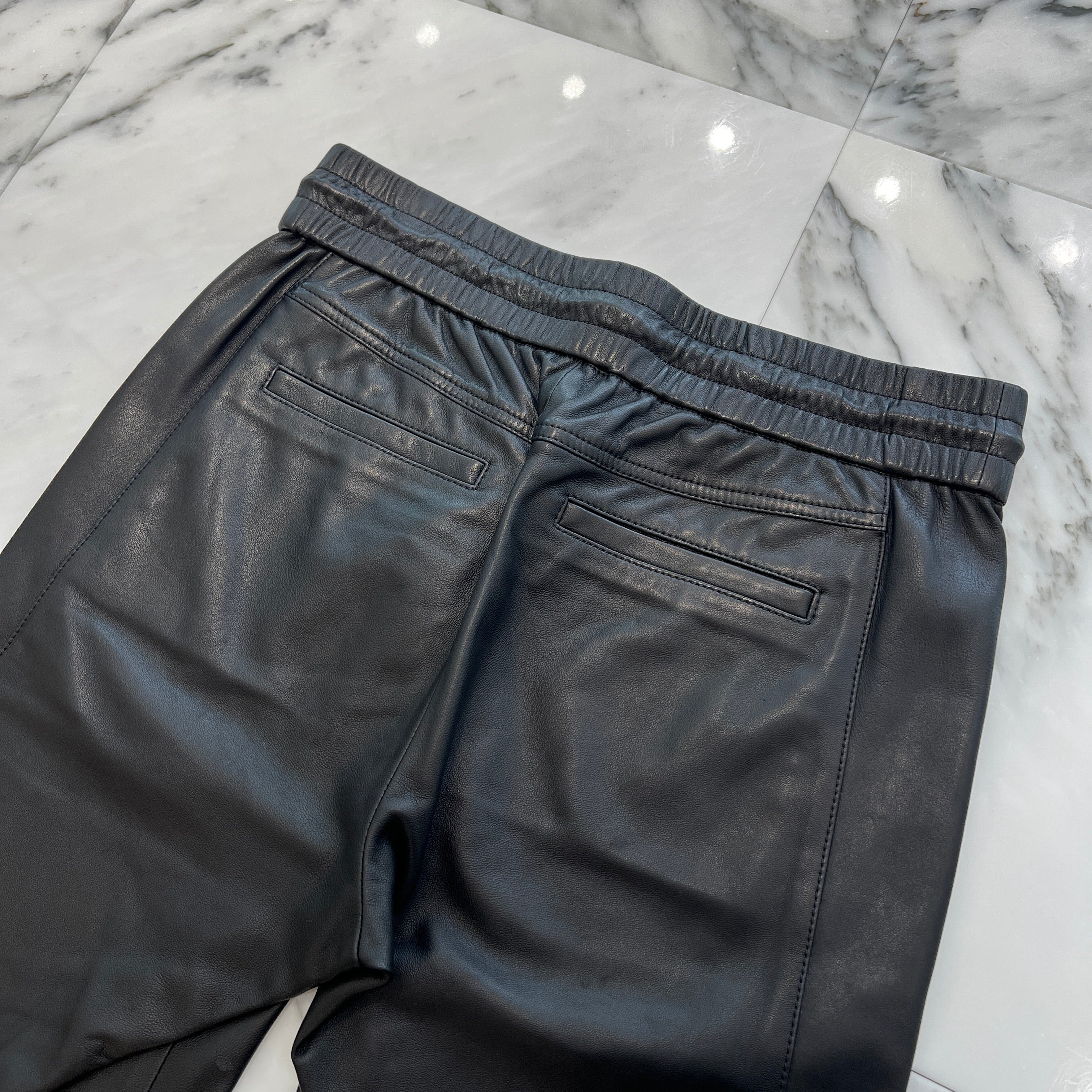 SAINT LAURENT PARIS 2021SS Lamb Leather Track Pants 664566 YC2MS Size 44 サンローランパリ ラムレザー トラック パンツ サイズ44