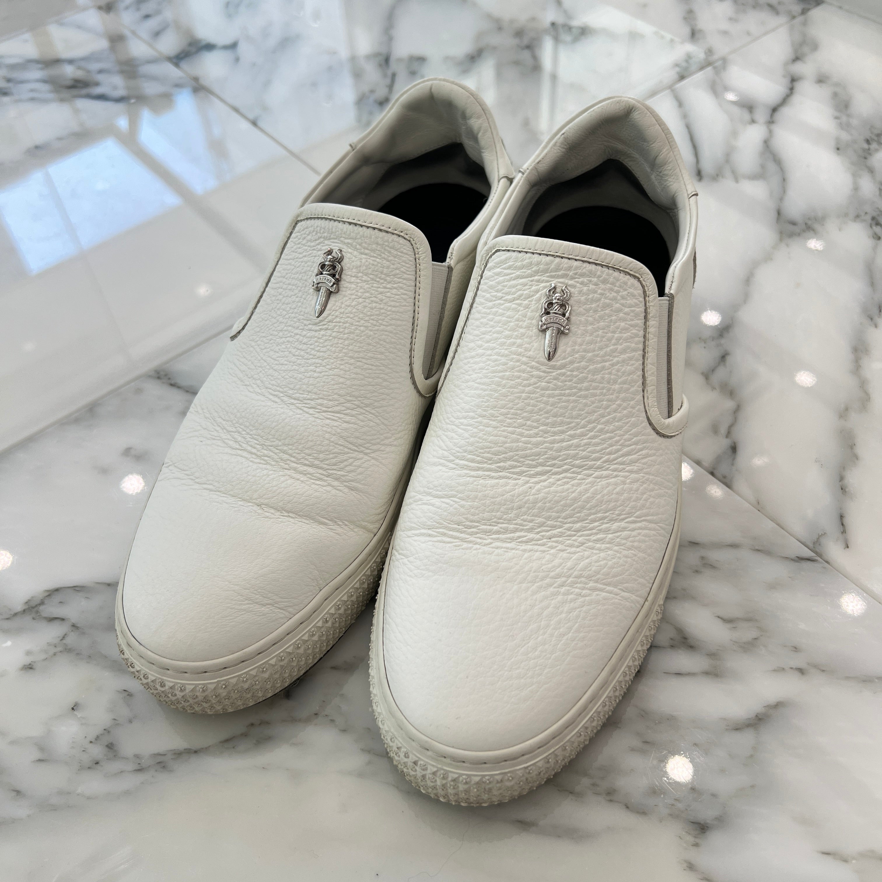 CHROME HEARTS CH Plus Leather Patch Dagger Slip On Size 43 クロムハーツ CHプラス レザーパッチ ダガー スリッポン サイズ43