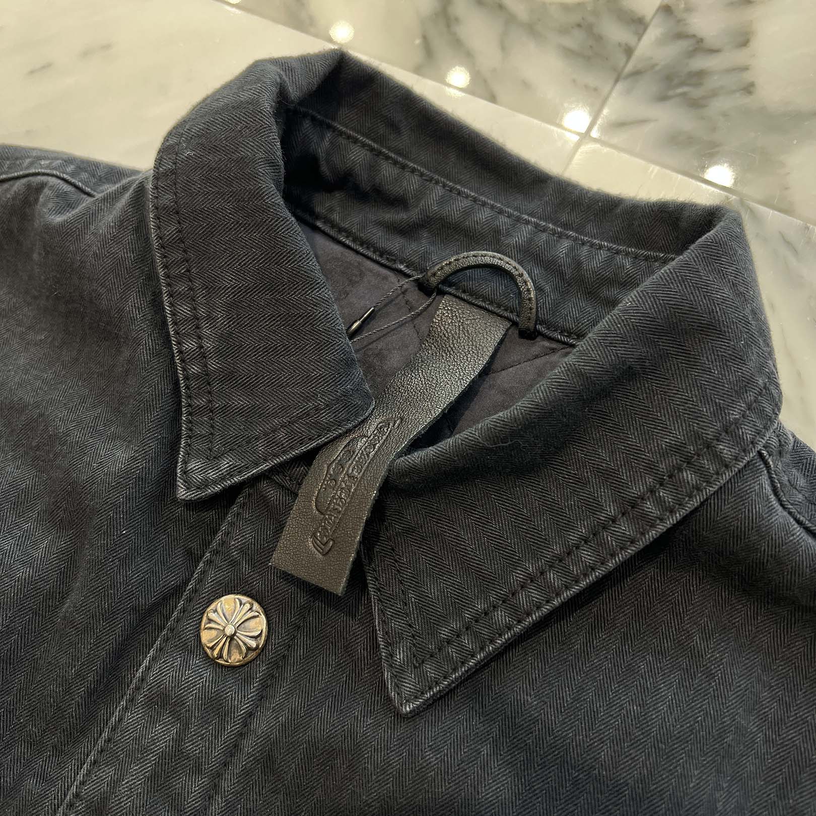 CHROME HEARTS Y NOT WORK DOG Herringbone Shirt Jacket Size M