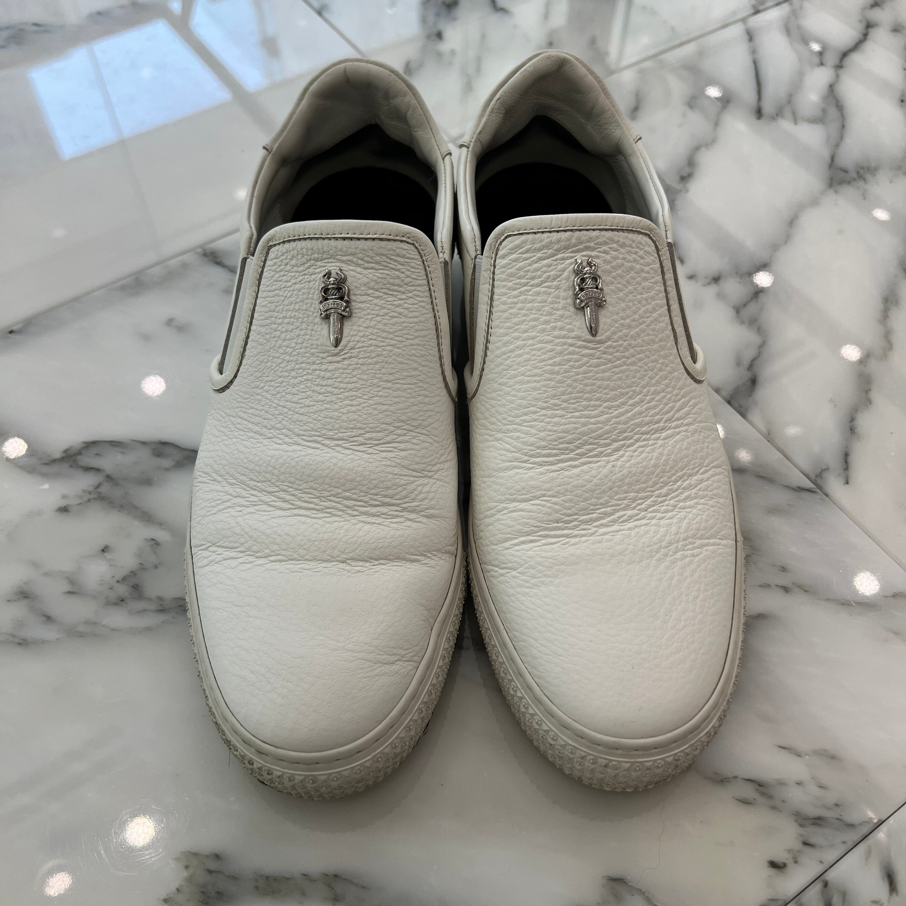 CHROME HEARTS CH Plus Leather Patch Dagger Slip On Size 43 クロムハーツ CHプラス レザーパッチ ダガー スリッポン サイズ43