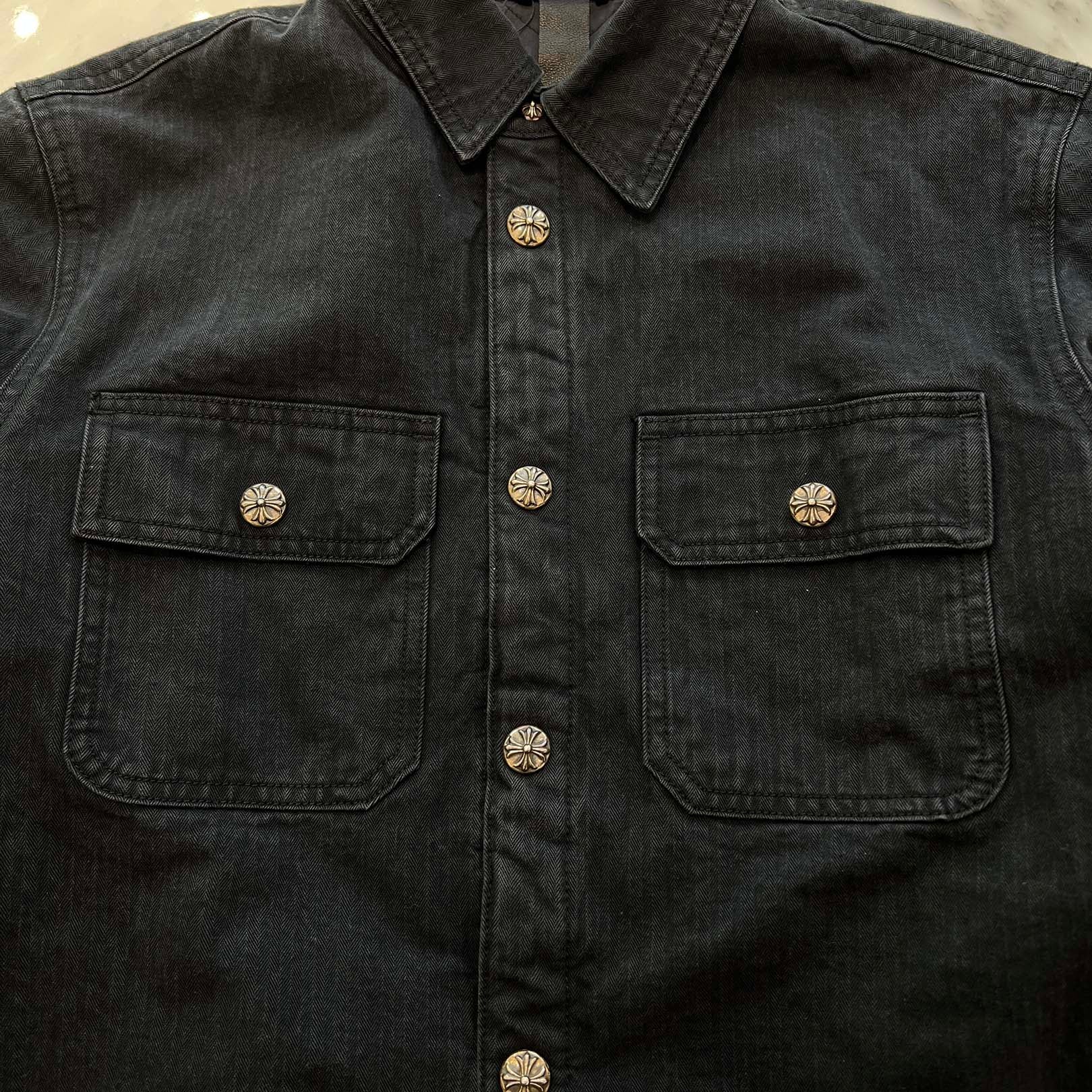 CHROME HEARTS Y NOT WORK DOG Herringbone Shirt Jacket Size M クロムハーツ ワイノット ワークドッグ ヘリンボーン シャツジャケット サイズM