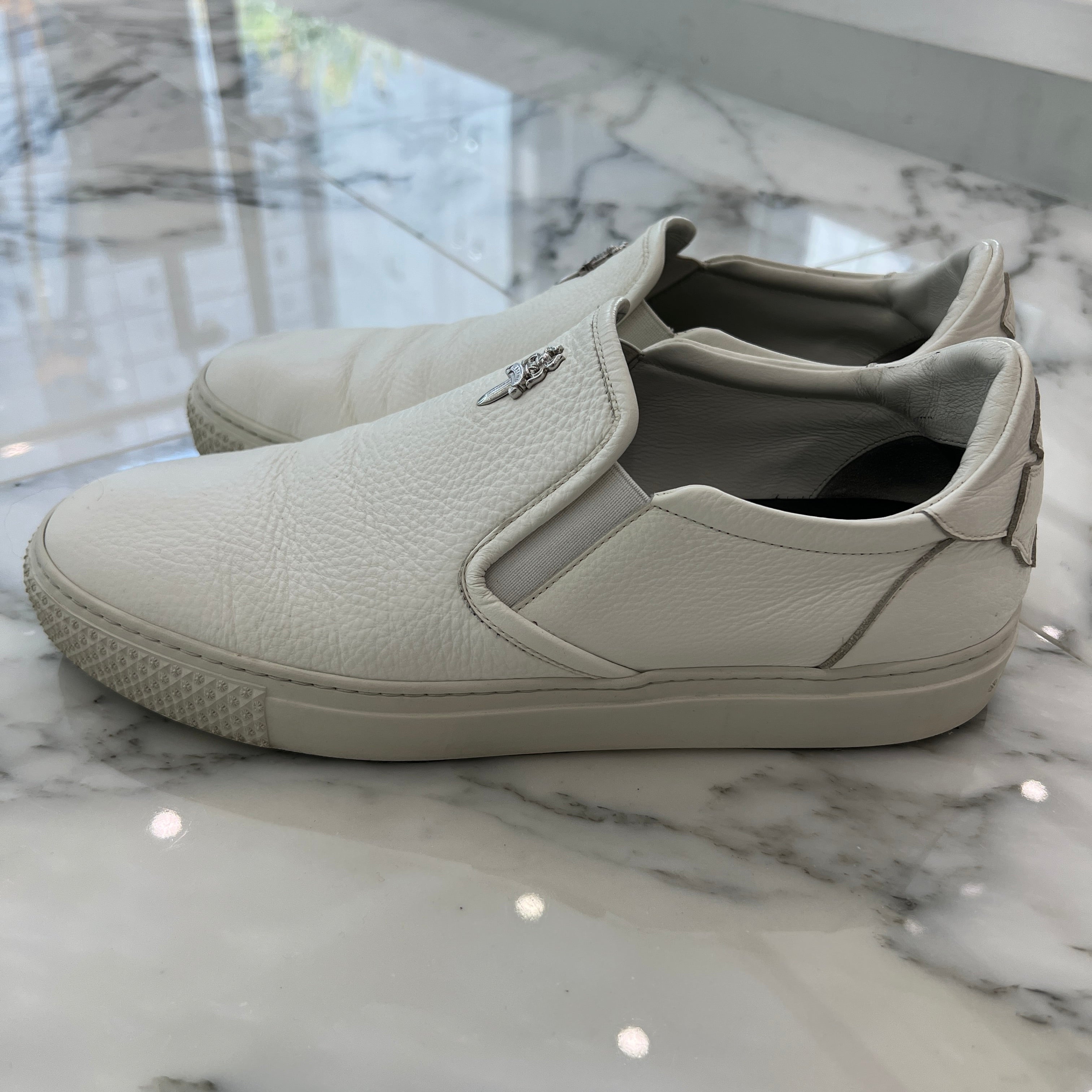 CHROME HEARTS CH Plus Leather Patch Dagger Slip On Size 43 クロムハーツ CHプラス レザーパッチ ダガー スリッポン サイズ43