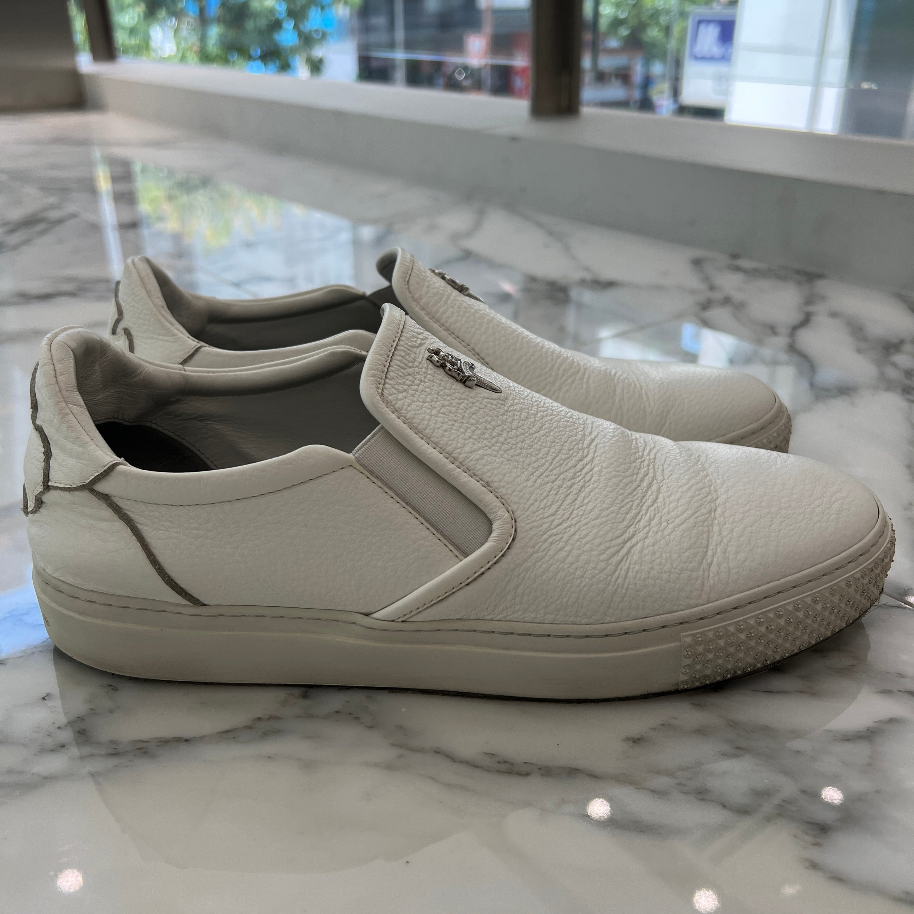 CHROME HEARTS CH Plus Leather Patch Dagger Slip On Size 43 クロムハーツ CHプラス レザーパッチ ダガー スリッポン サイズ43