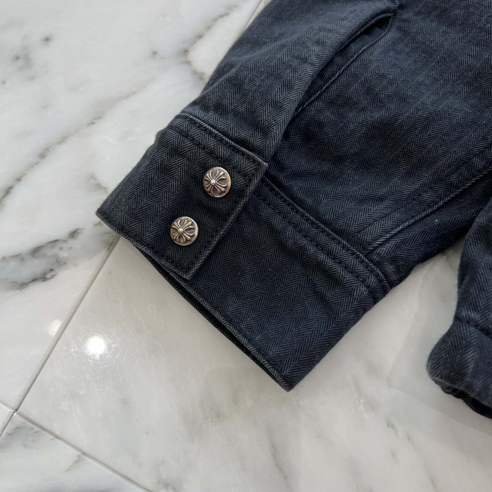 CHROME HEARTS Y NOT WORK DOG Herringbone Shirt Jacket Size M クロムハーツ ワイノット ワークドッグ ヘリンボーン シャツジャケット サイズM