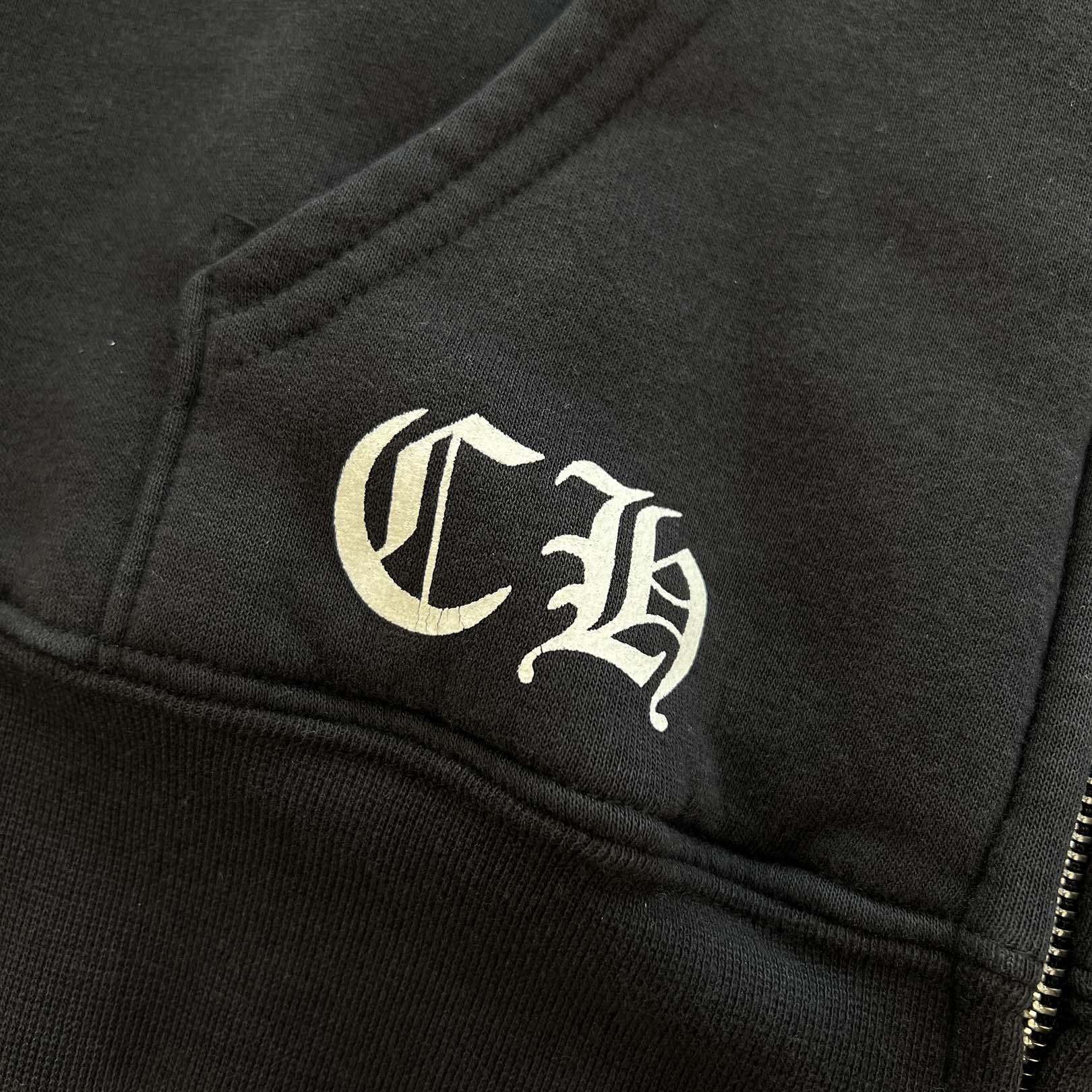 CHROME HEARTS OLD Back Floral Cross Scroll Zip Up Hoodie Size S クロムハーツ オールド バックフローラルクロス スクロール ジップアップ フーディ サイズS