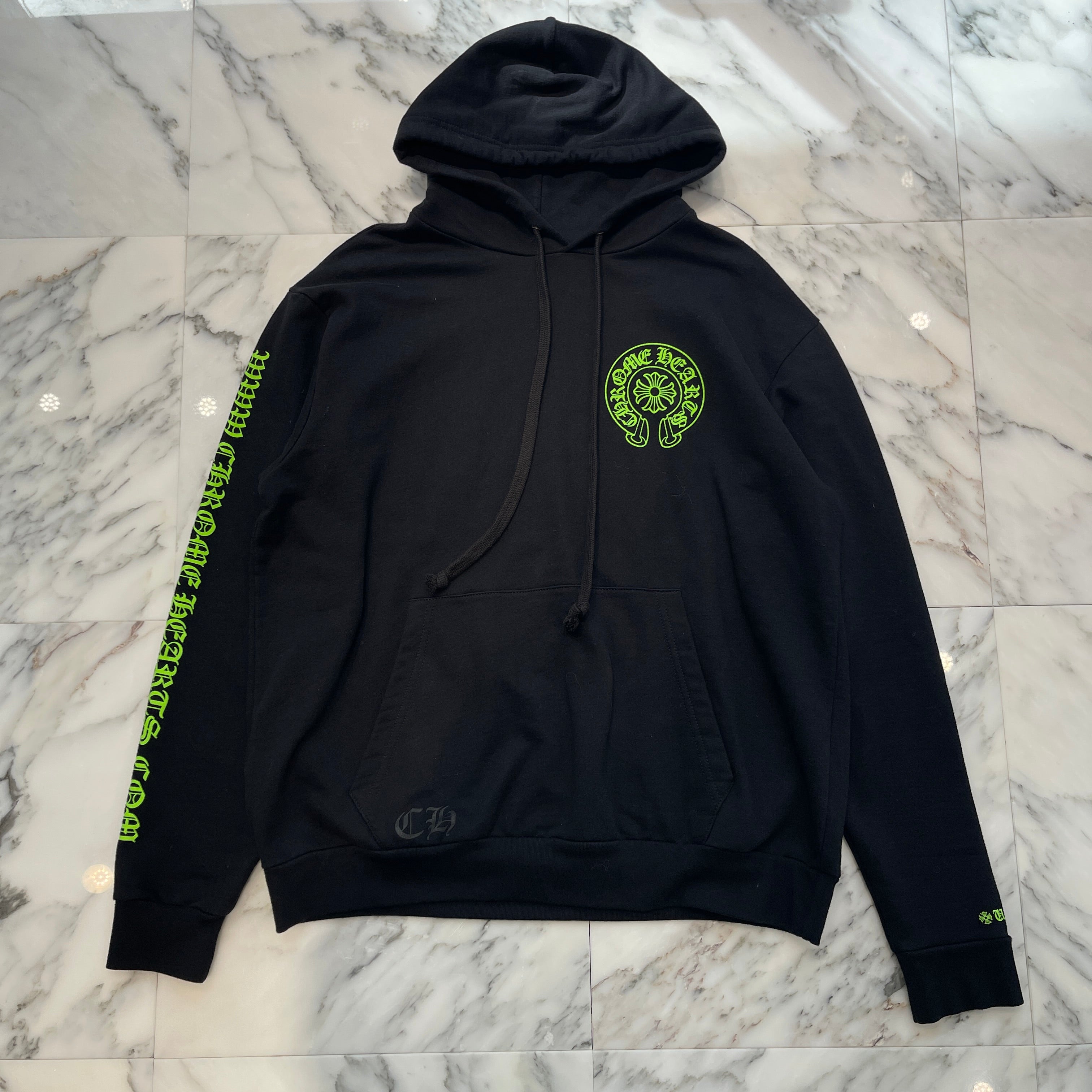 CHROME HEARTS 2022SS Charity Horseshoe CH Plus Leather Patch Pullover Hoodie Size L クロムハーツ チャリティ限定 ホースシュー CHプラス レザーパッチ プルオーバーフーディー サイズL